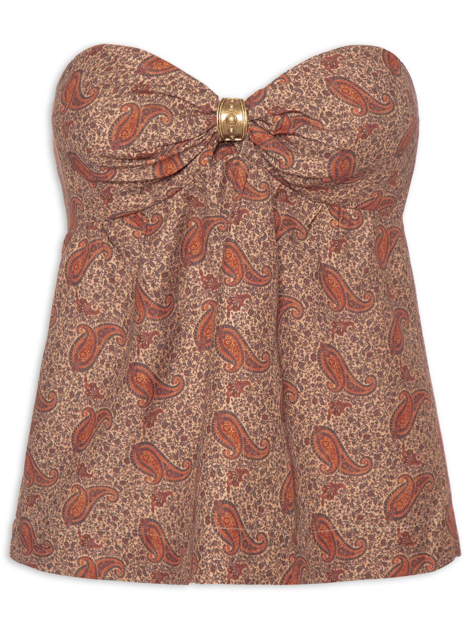 Blusa Feminina Sem Manga Estampa Maya Marrom Maria Filó