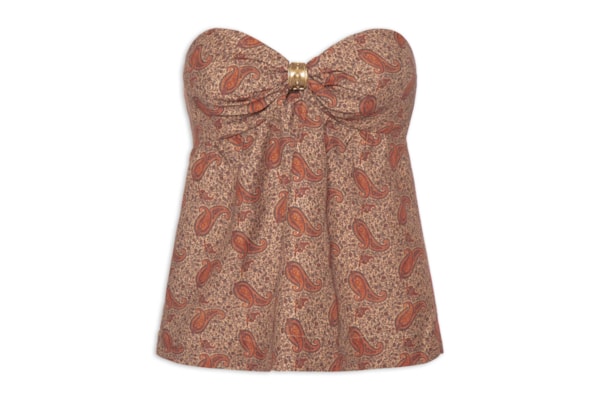 Blusa Feminina Sem Manga Estampa Maya - Marrom