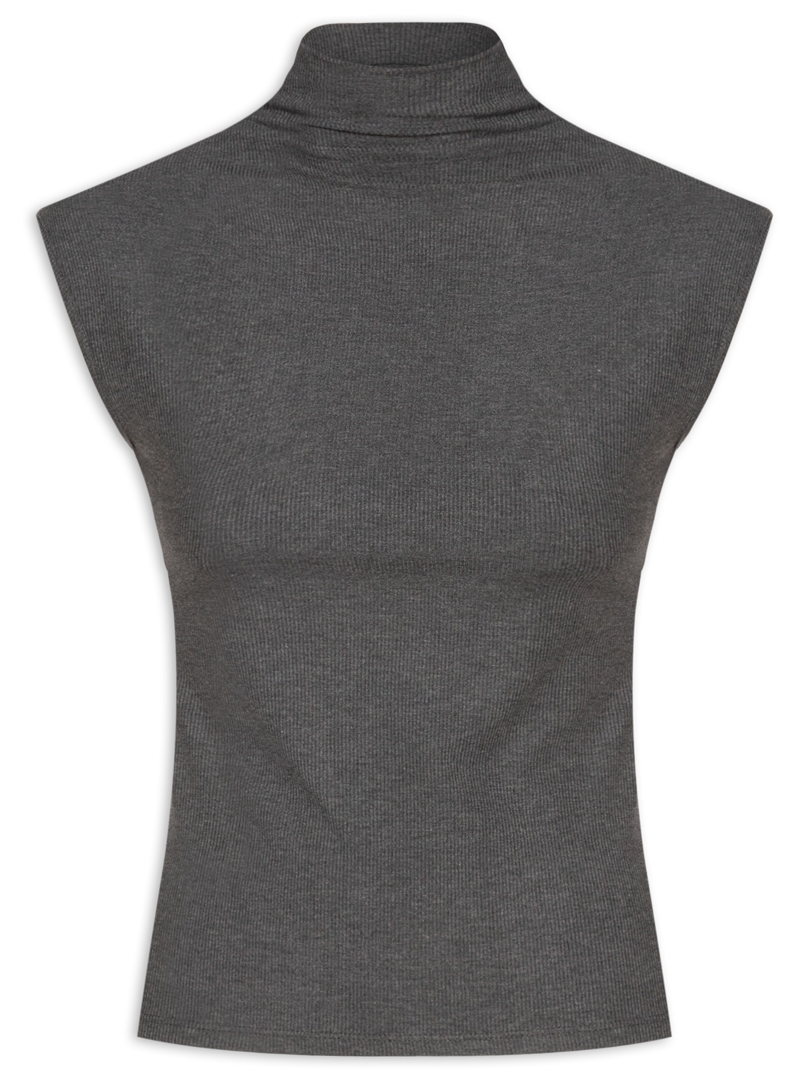 Blusa Feminina Sem Manga Gola Alta Cinza Basiq