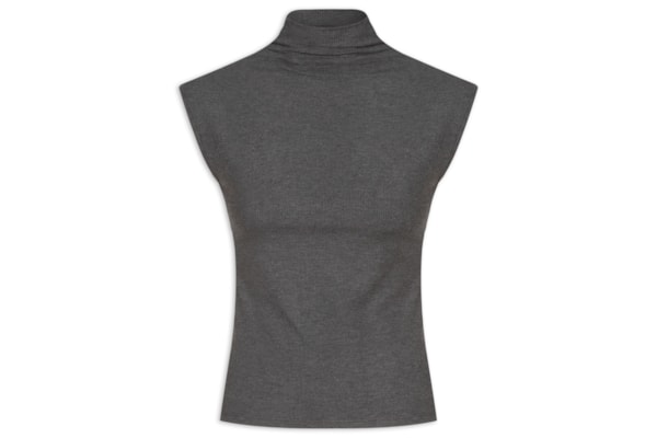 Blusa Feminina Sem Manga Gola Alta - Cinza