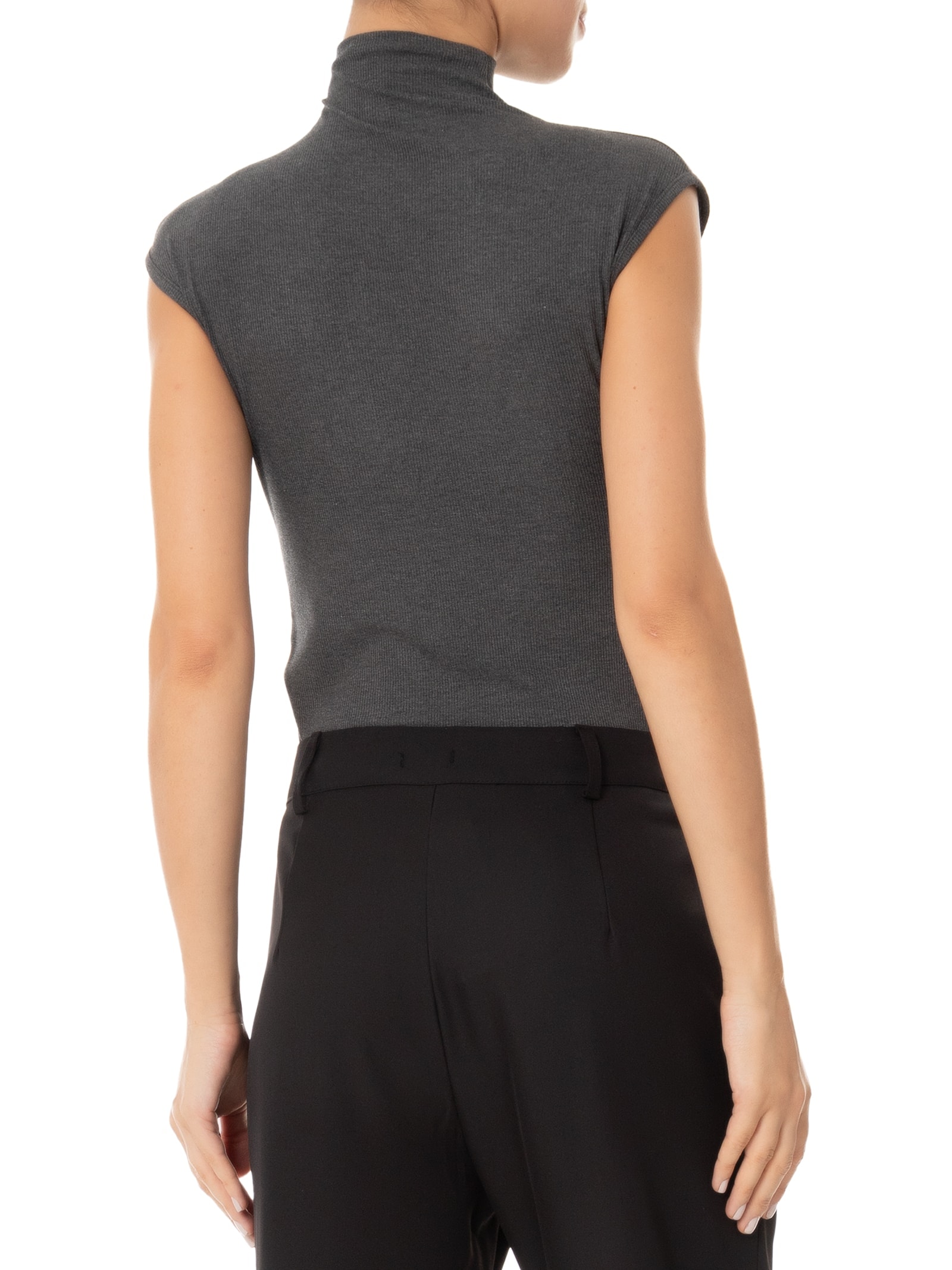 Blusa Feminina Sem Manga Gola Alta Cinza Basiq