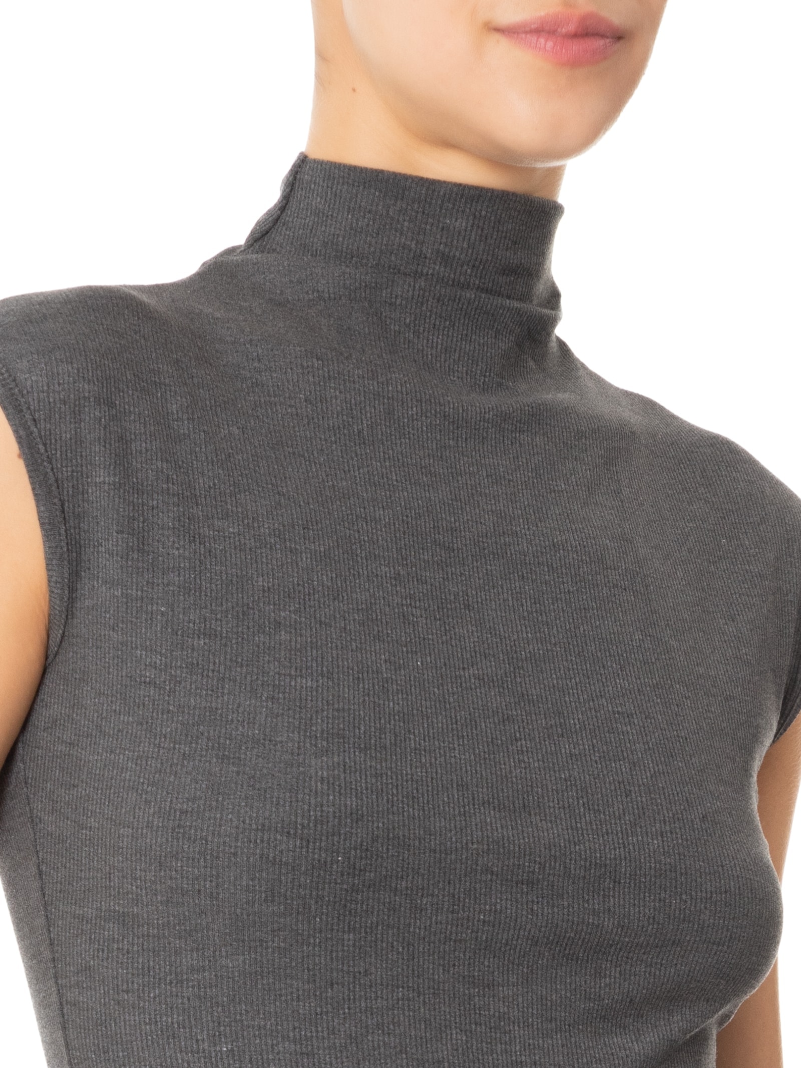 Blusa Feminina Sem Manga Gola Alta Cinza Basiq