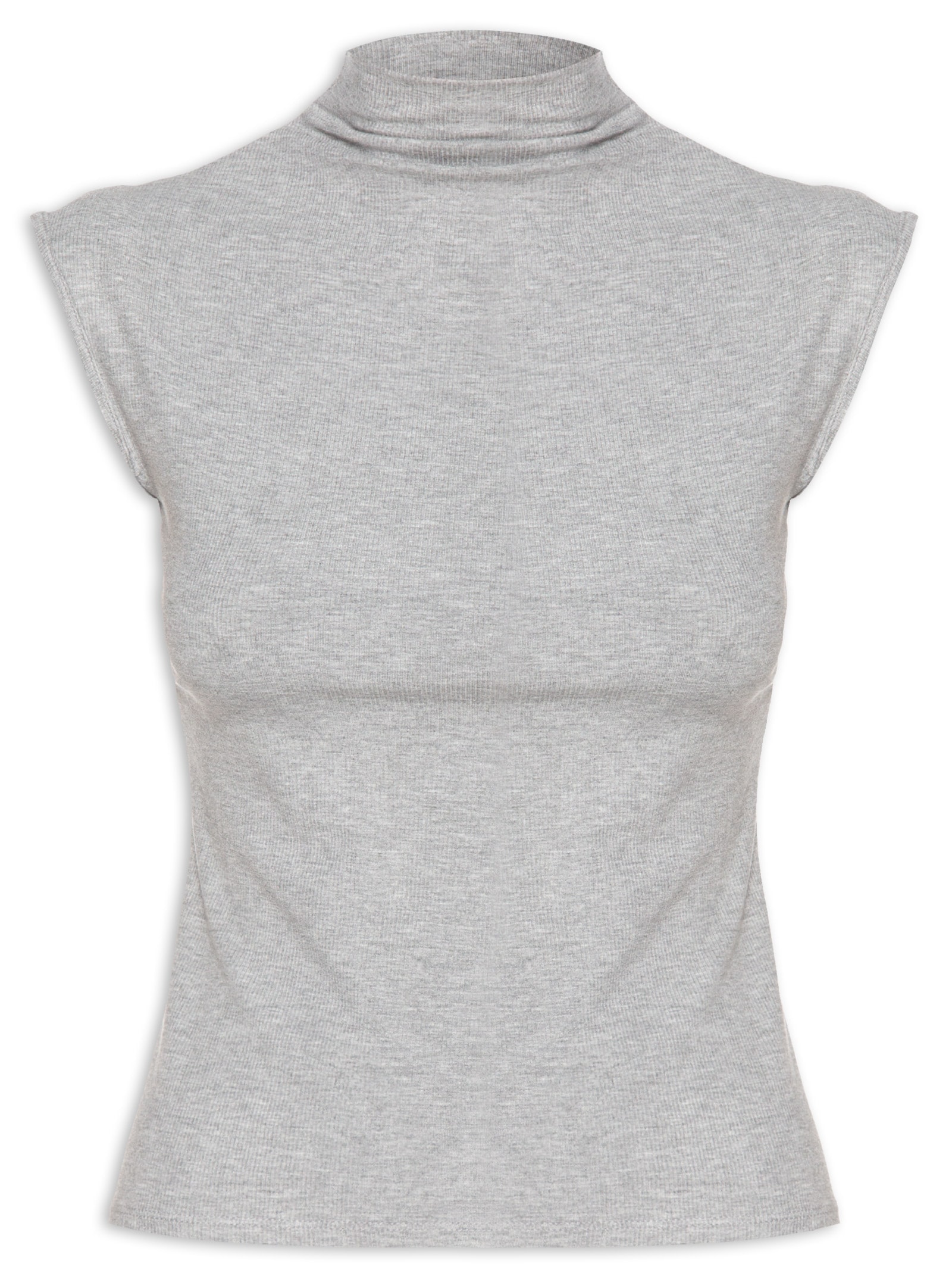 Blusa Feminina Sem Manga Gola Alta Cinza Basiq