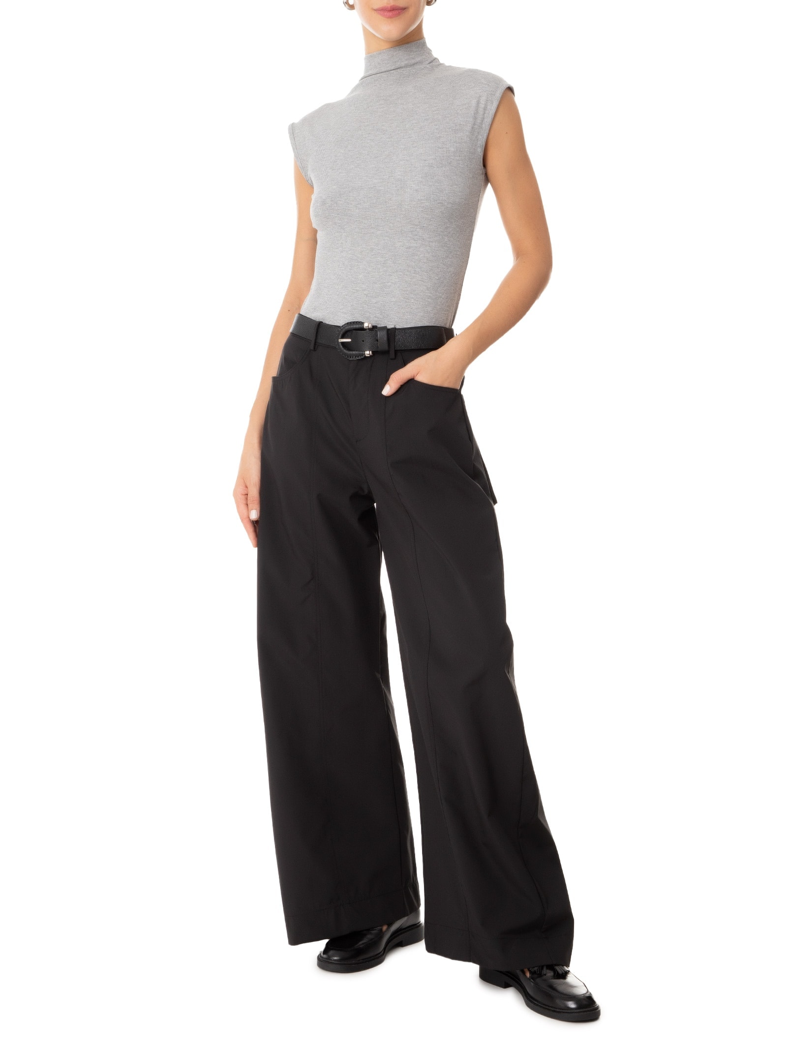 Blusa Feminina Sem Manga Gola Alta Cinza Basiq