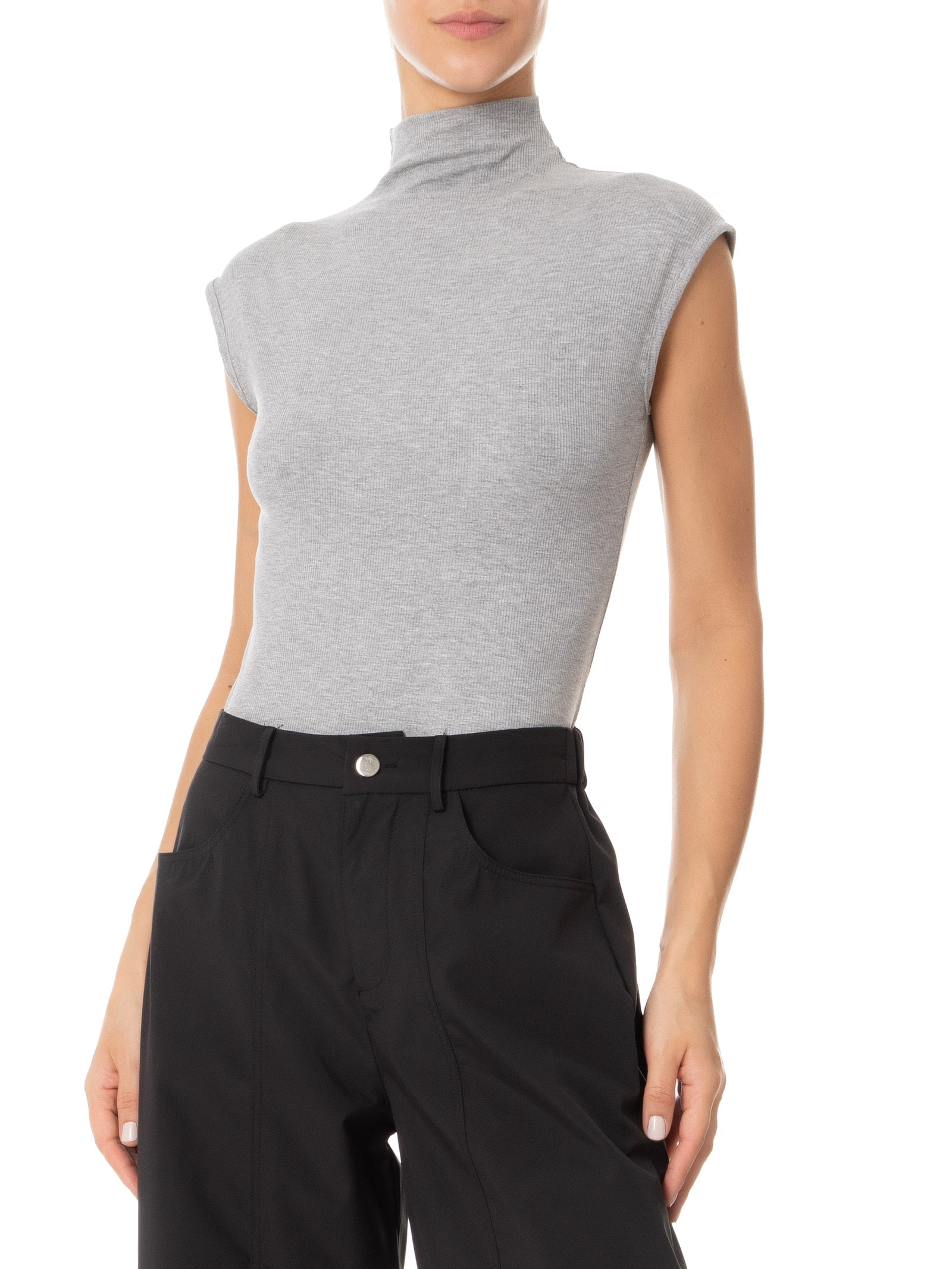 Blusa Feminina Sem Manga Gola Alta Cinza Basiq