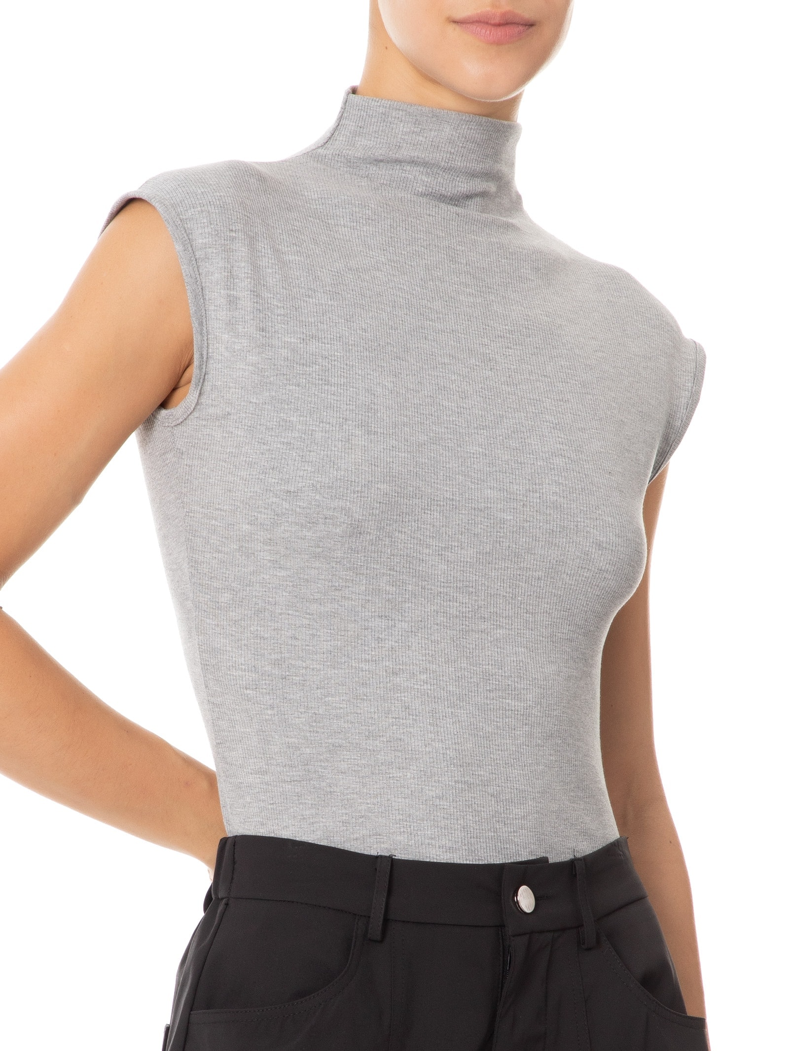 Blusa Feminina Sem Manga Gola Alta Cinza Basiq