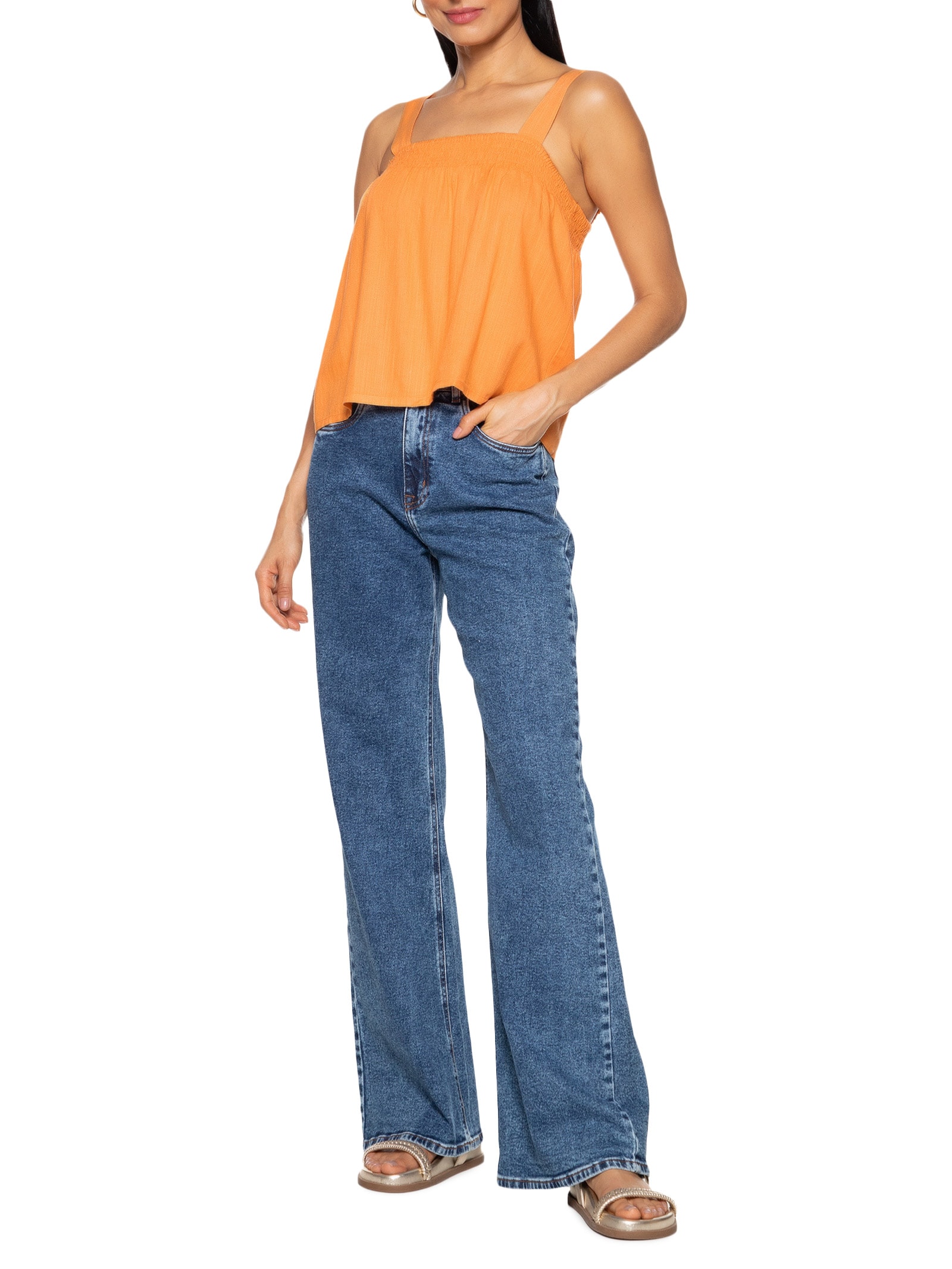 Blusa Feminina Sem Manga Laranja Hering