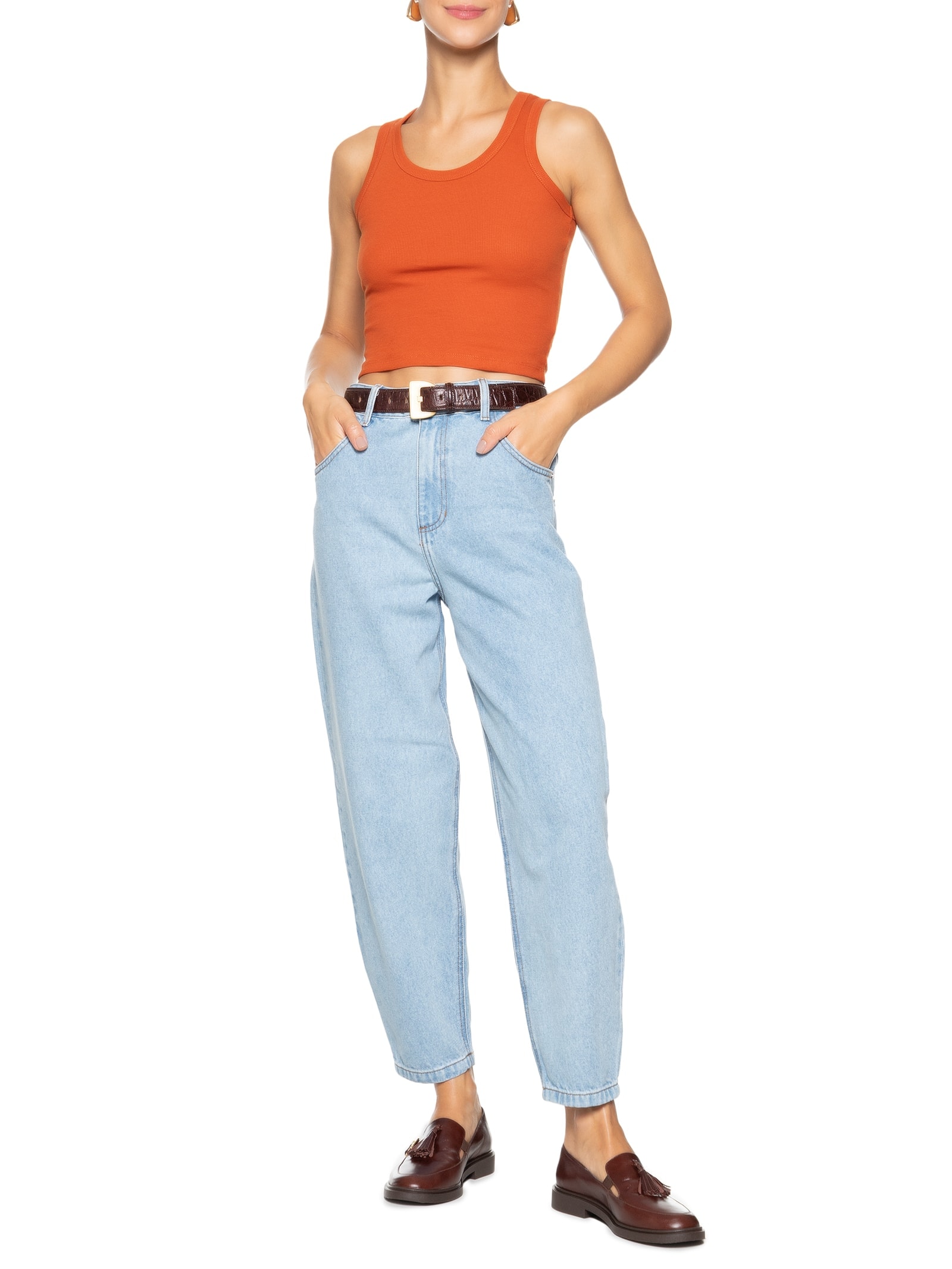 Blusa Feminina Sem Manga Laranja Basiq