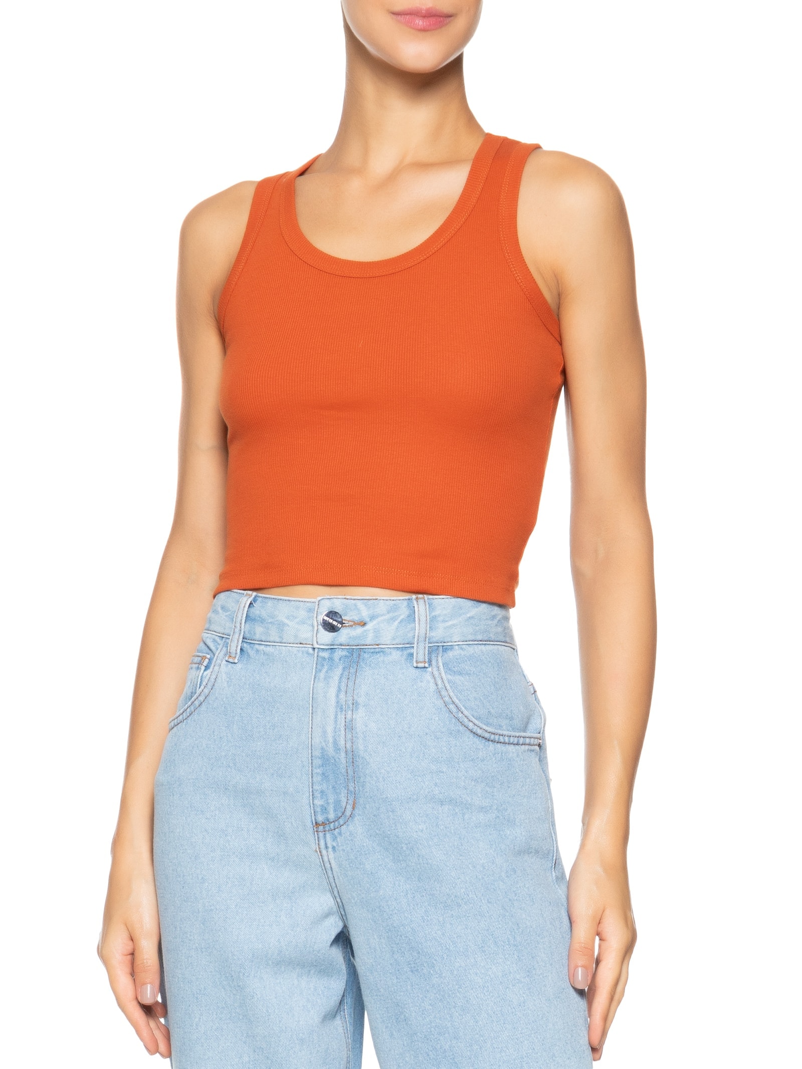 Blusa Feminina Sem Manga Laranja Basiq