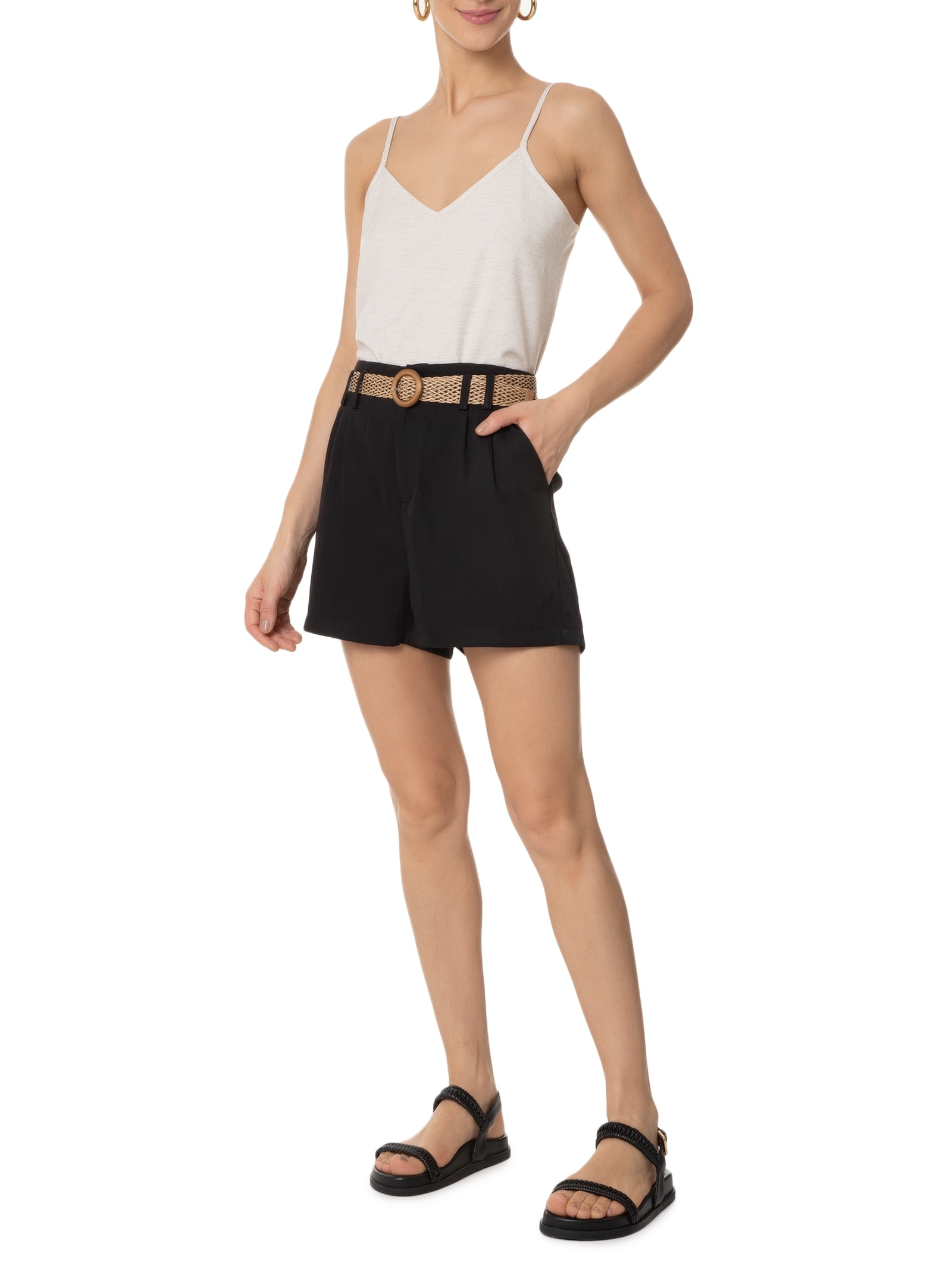 Blusa Feminina Sem Manga Lisa Bege Basiq