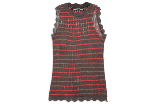 Blusa Feminina Sem Manga Listrada - Marrom