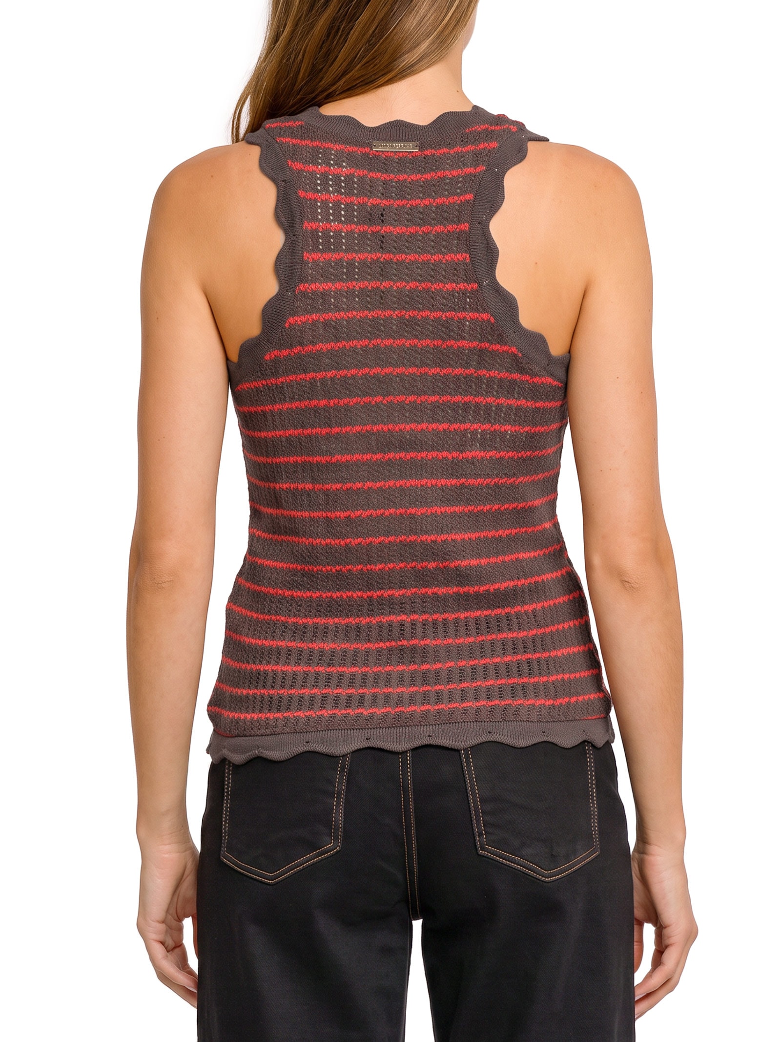 Blusa Feminina Sem Manga Listrada Marrom Lança Perfume