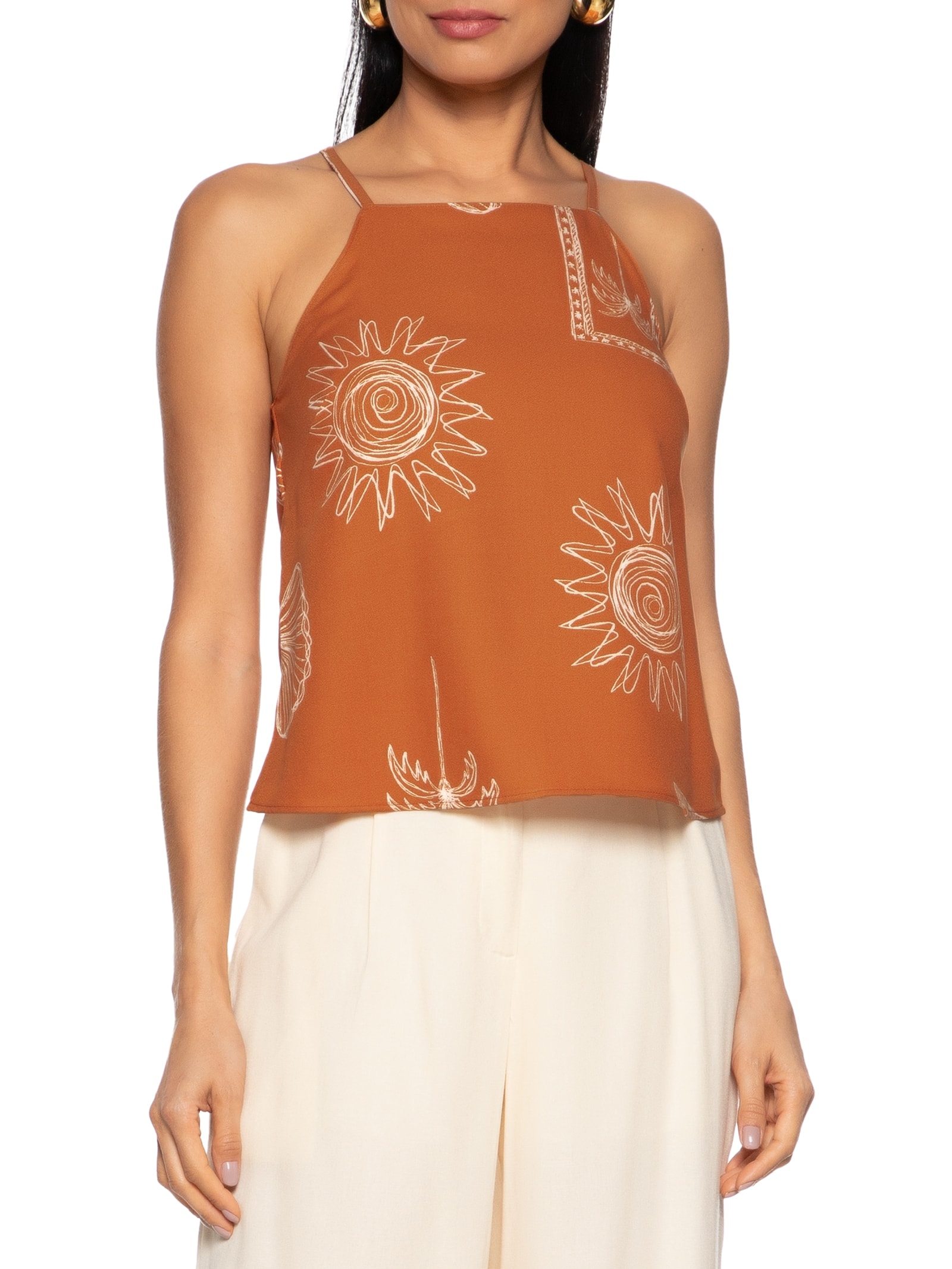 Blusa Feminina Sem Manga Marrom  Hering