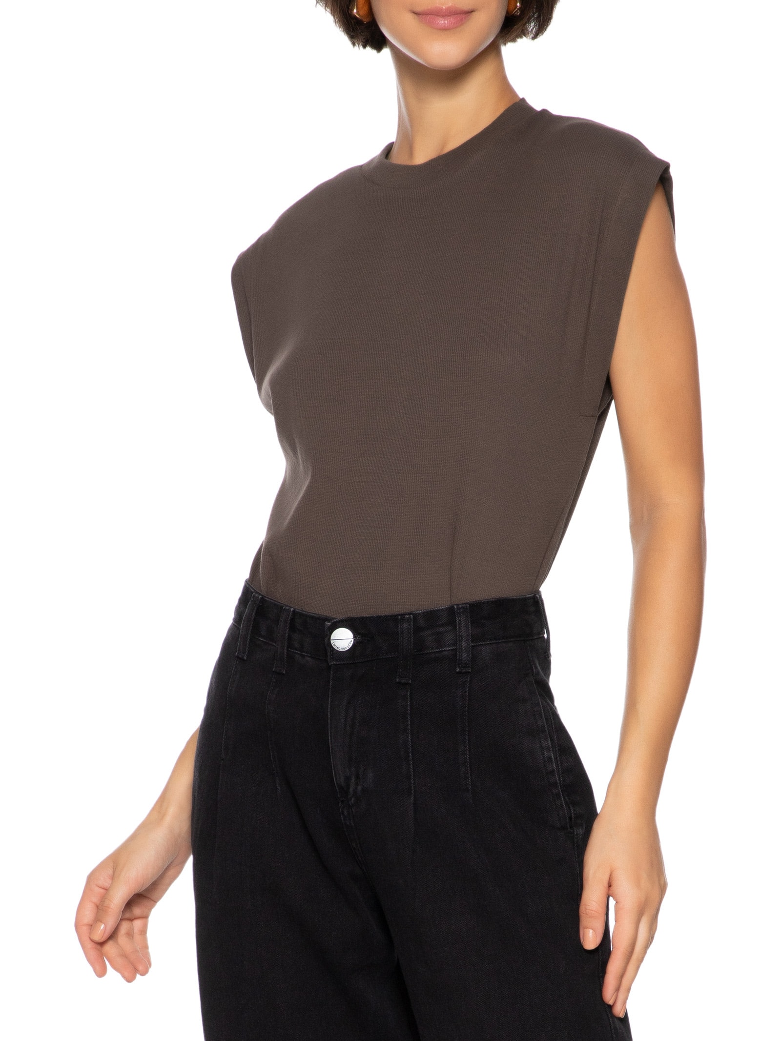 Blusa Feminina Sem Manga Marrom Hering