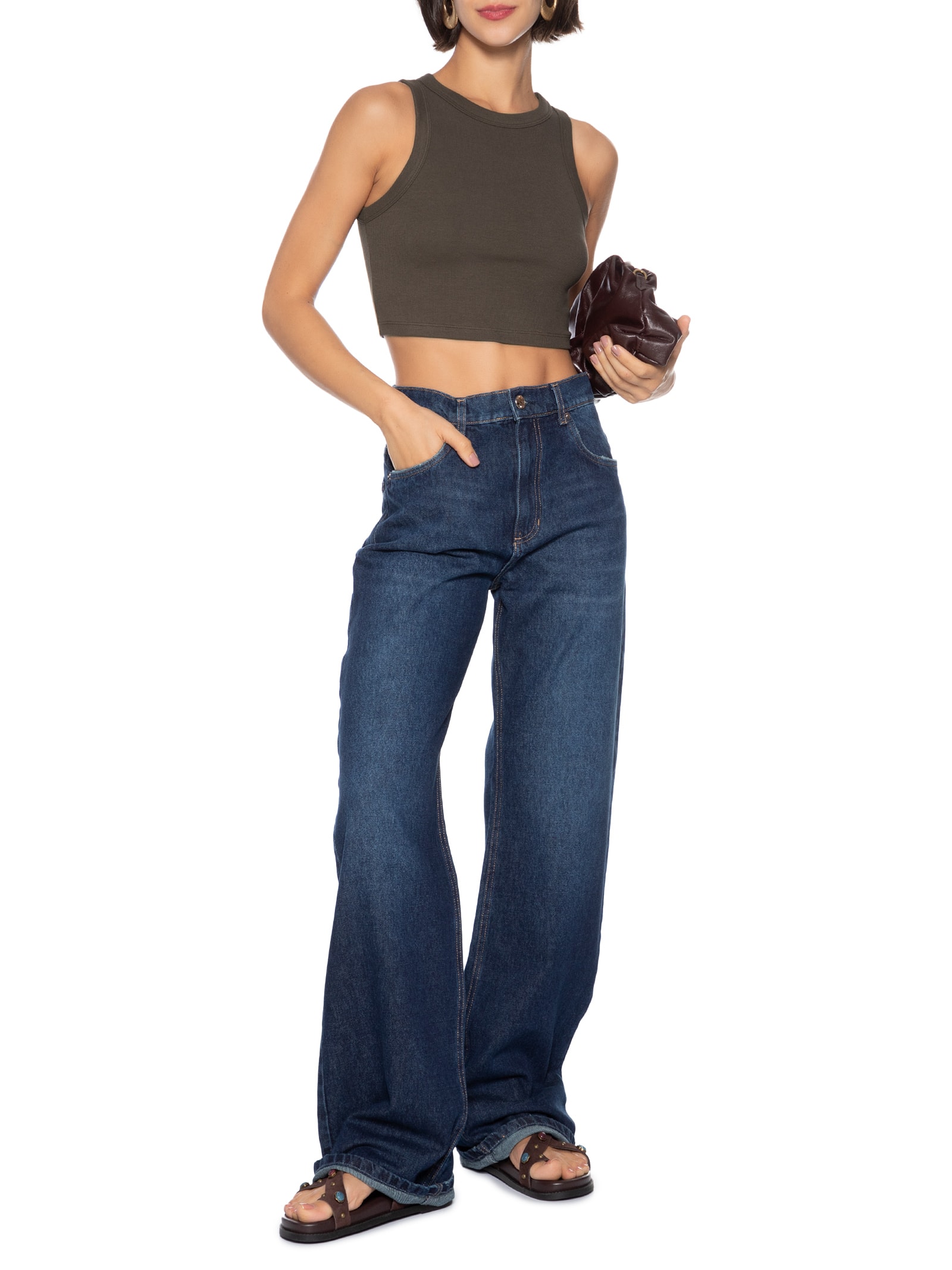 Blusa Feminina Sem Manga Marrom Hering
