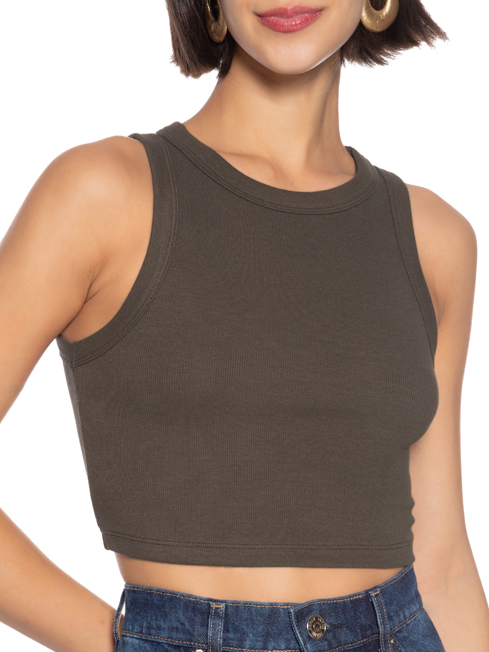 Blusa Feminina Sem Manga Marrom Hering