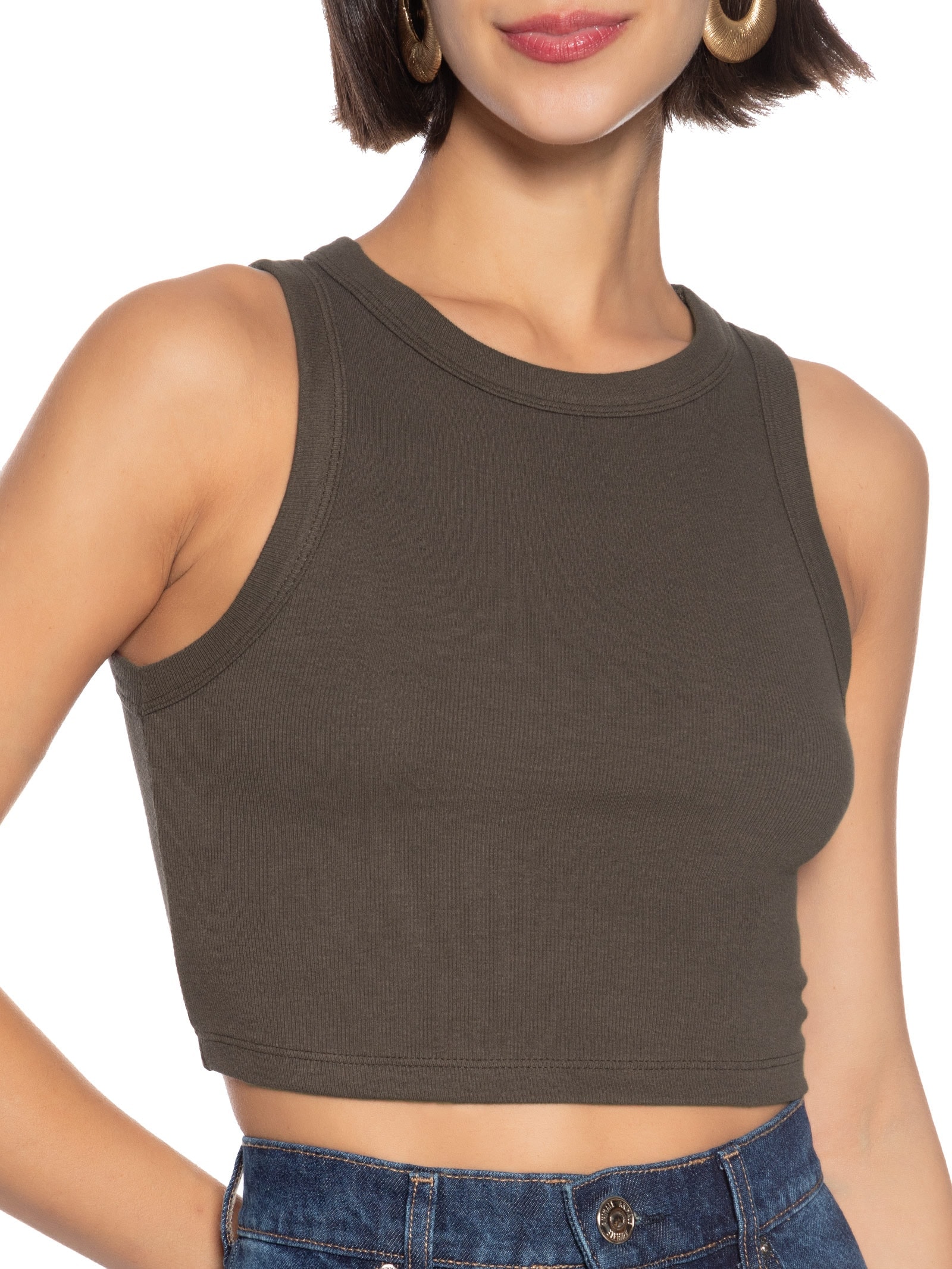 Blusa Feminina Sem Manga Marrom Hering