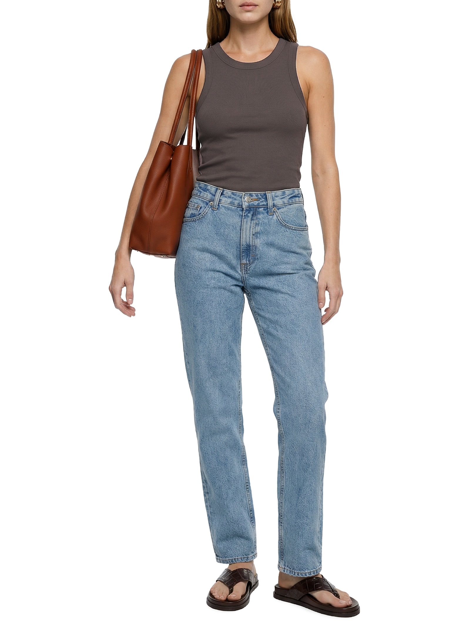 Blusa Feminina Sem Manga Marrom Hering