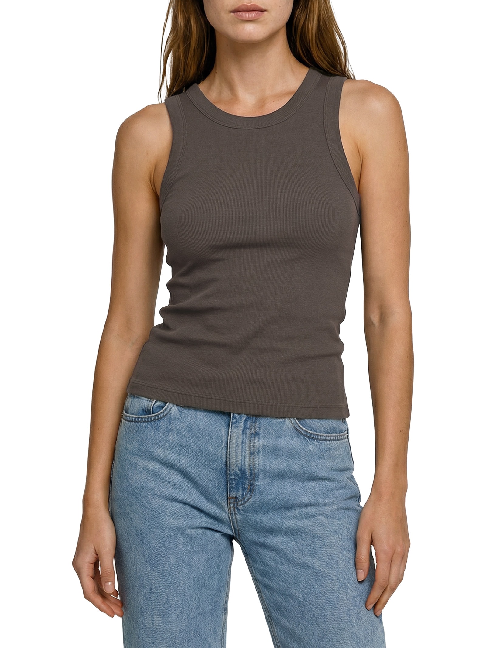 Blusa Feminina Sem Manga Marrom Hering