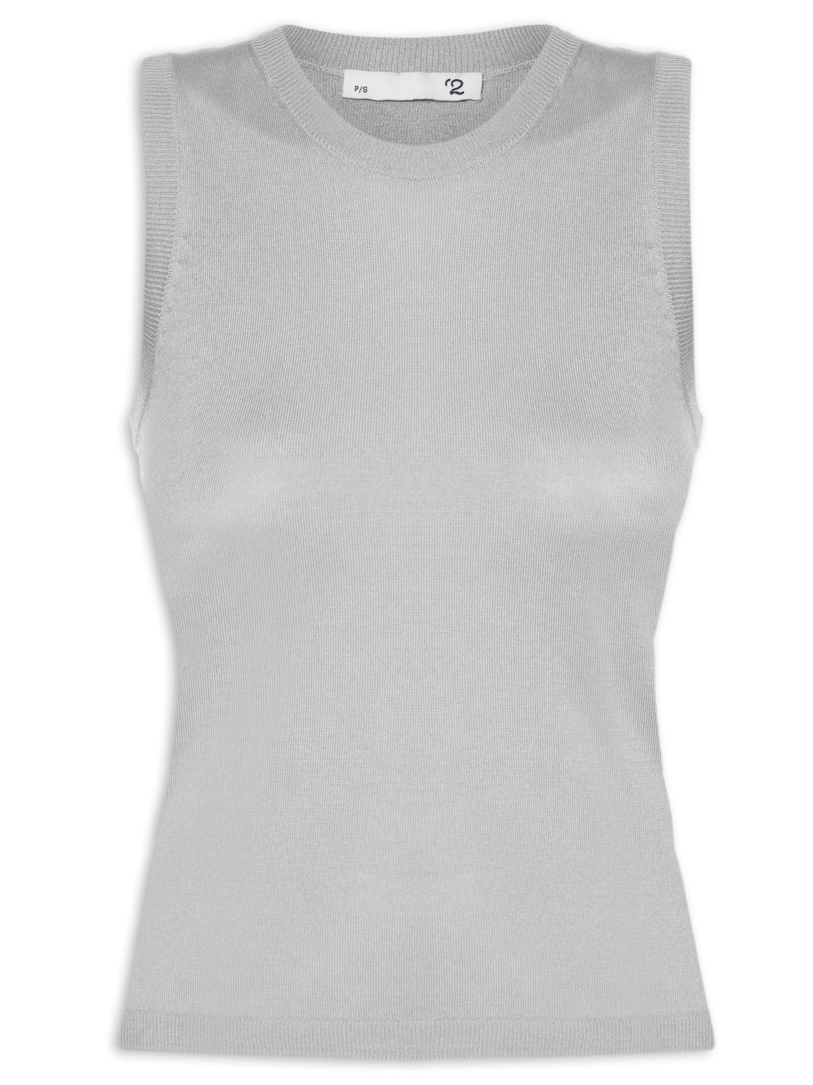 Blusa Feminina Sem Manga Seda com Cashmere Cinza '2Essential