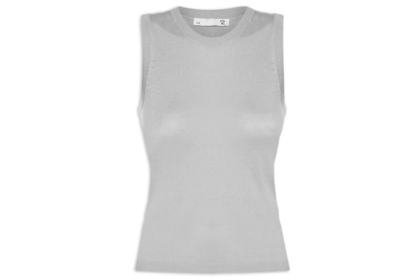 Blusa Feminina Sem Manga Seda com Cashmere - Cinza