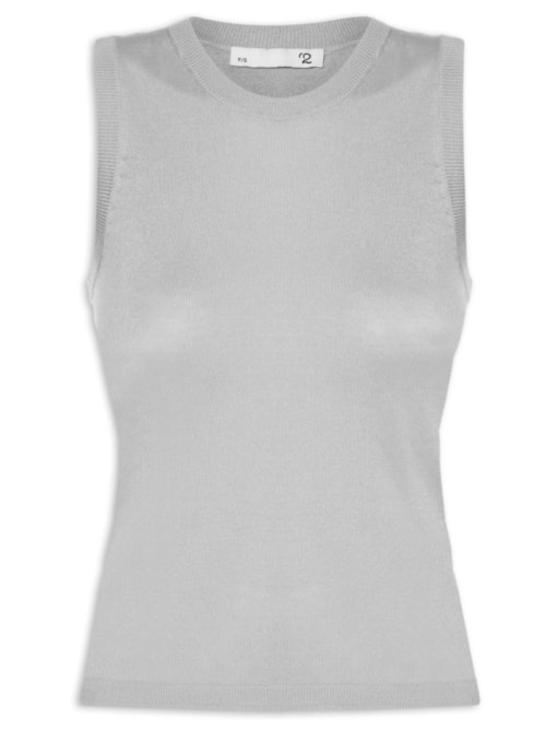 Blusa Feminina Sem Manga Seda com Cashmere – Cinza