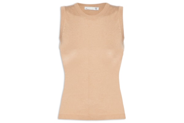 Blusa Feminina Sem Manga Seda com Cashmere - Marrom