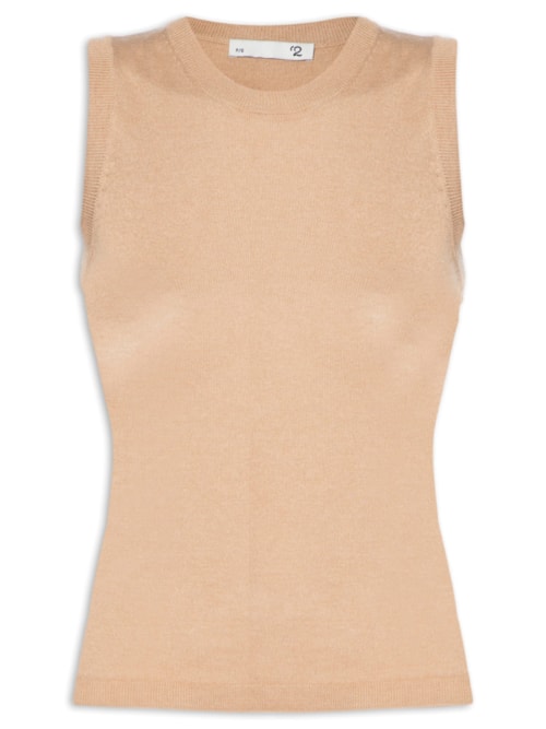 Blusa Feminina Sem Manga Seda com Cashmere – Marrom