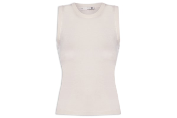 Blusa Feminina Sem Manga Seda com Cashmere - Off White