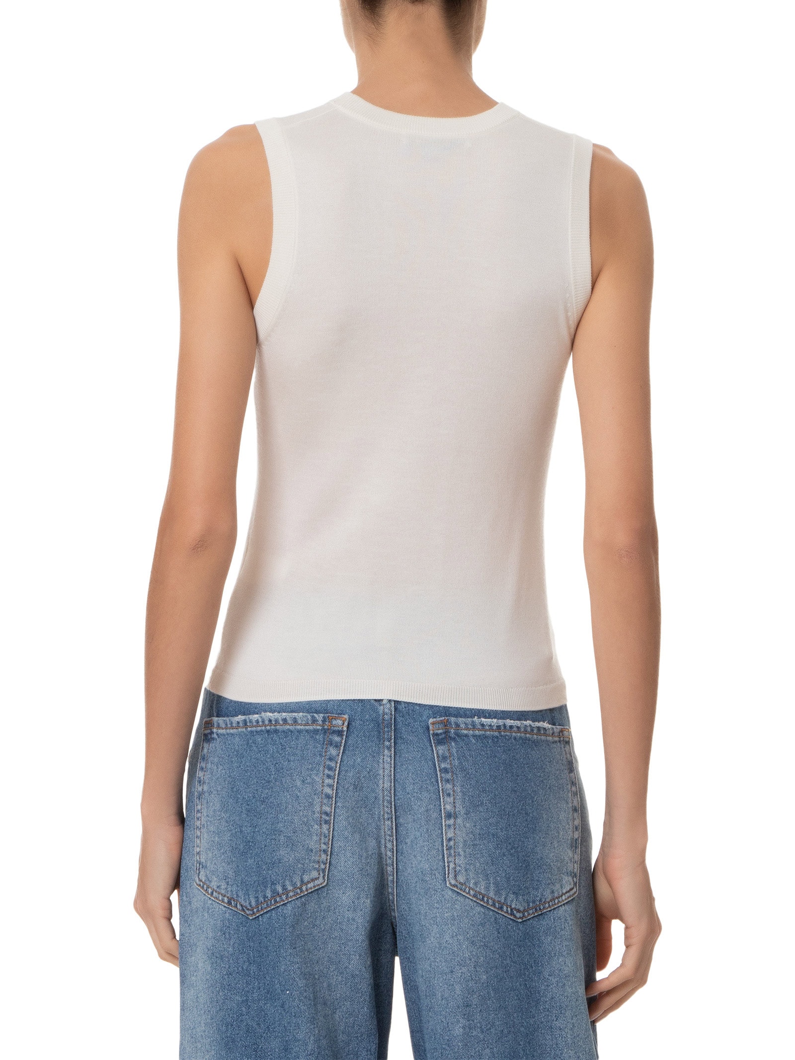 Blusa Feminina Sem Manga Seda com Cashmere Off White '2Essential