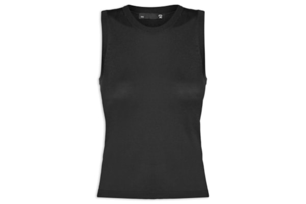 Blusa Feminina Sem Manga Seda com Cashmere - Preto