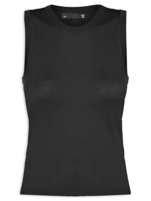 Blusa Feminina Sem Manga Seda com Cashmere – Preto