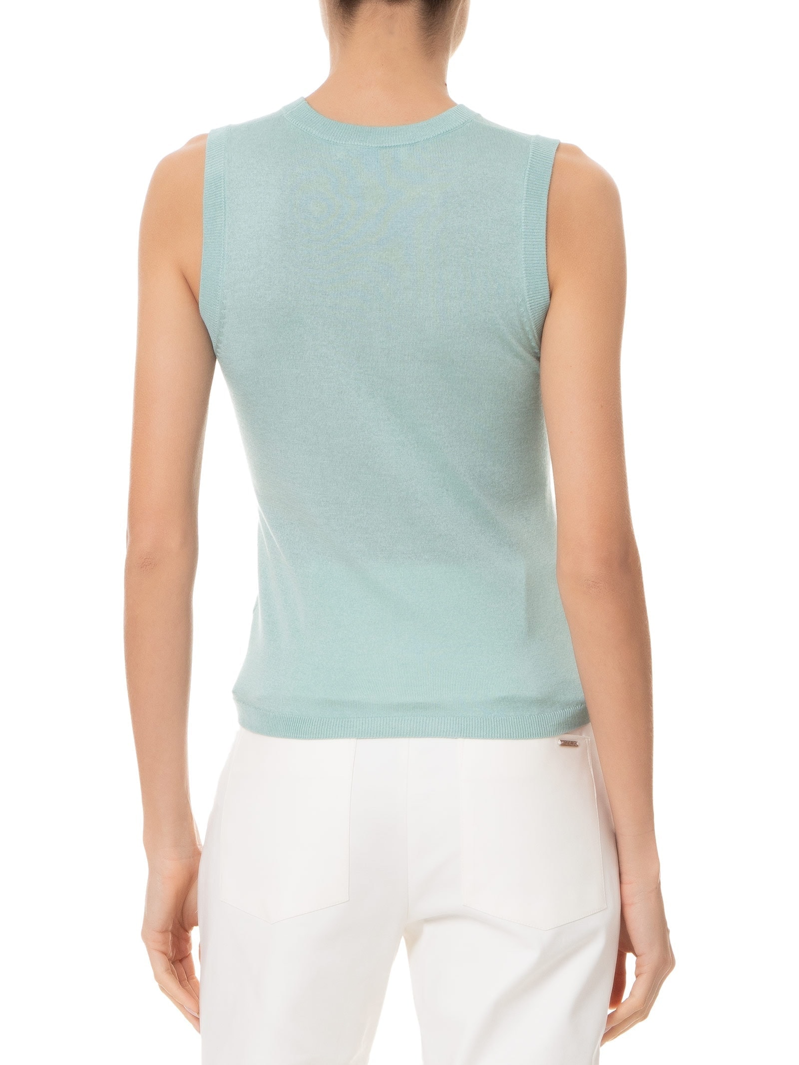 Blusa Feminina Sem Manga Seda com Cashmere Verde '2Essential