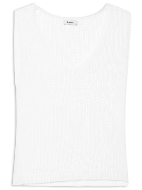 Blusa Feminina Sem Manga Tricot – Branco