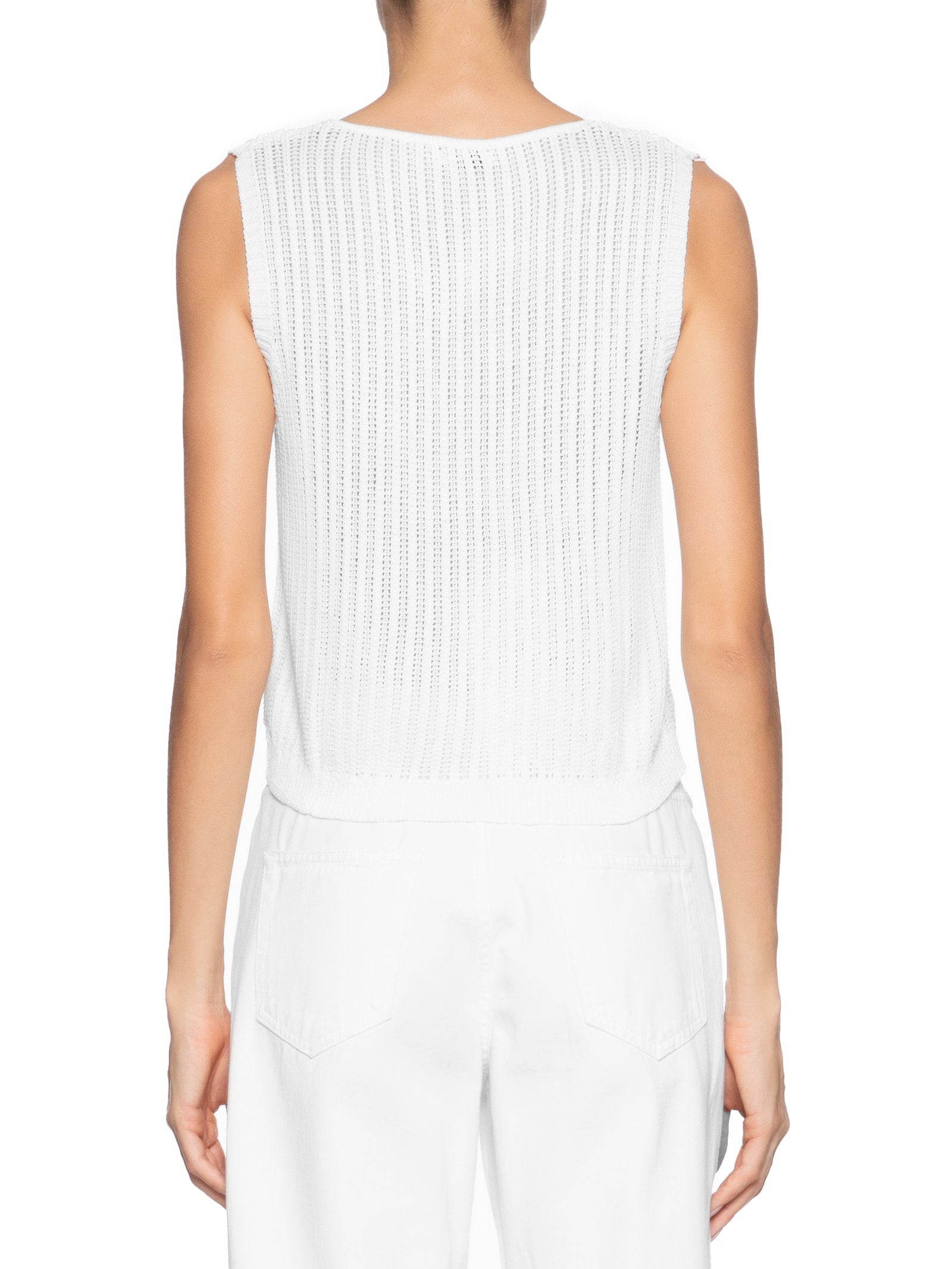 Blusa Feminina Sem Manga Tricot Branco Basiq