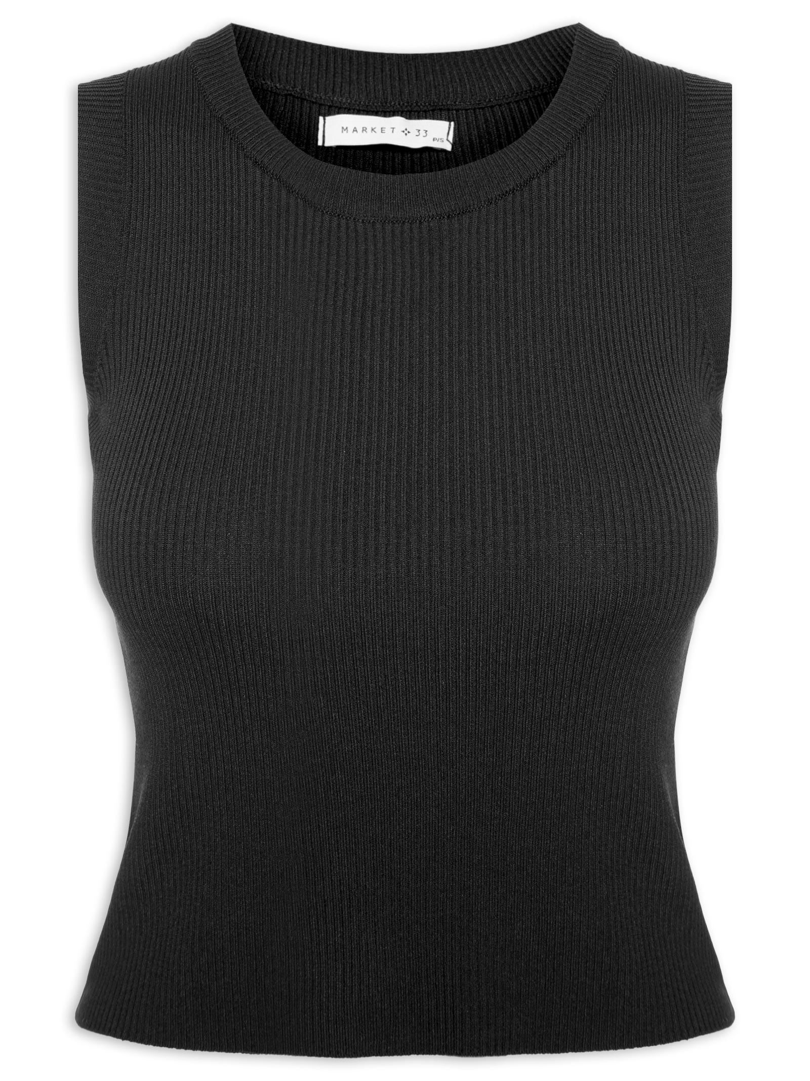 Blusa Feminina Sem Manga Tricot Fresh Preto Market 33