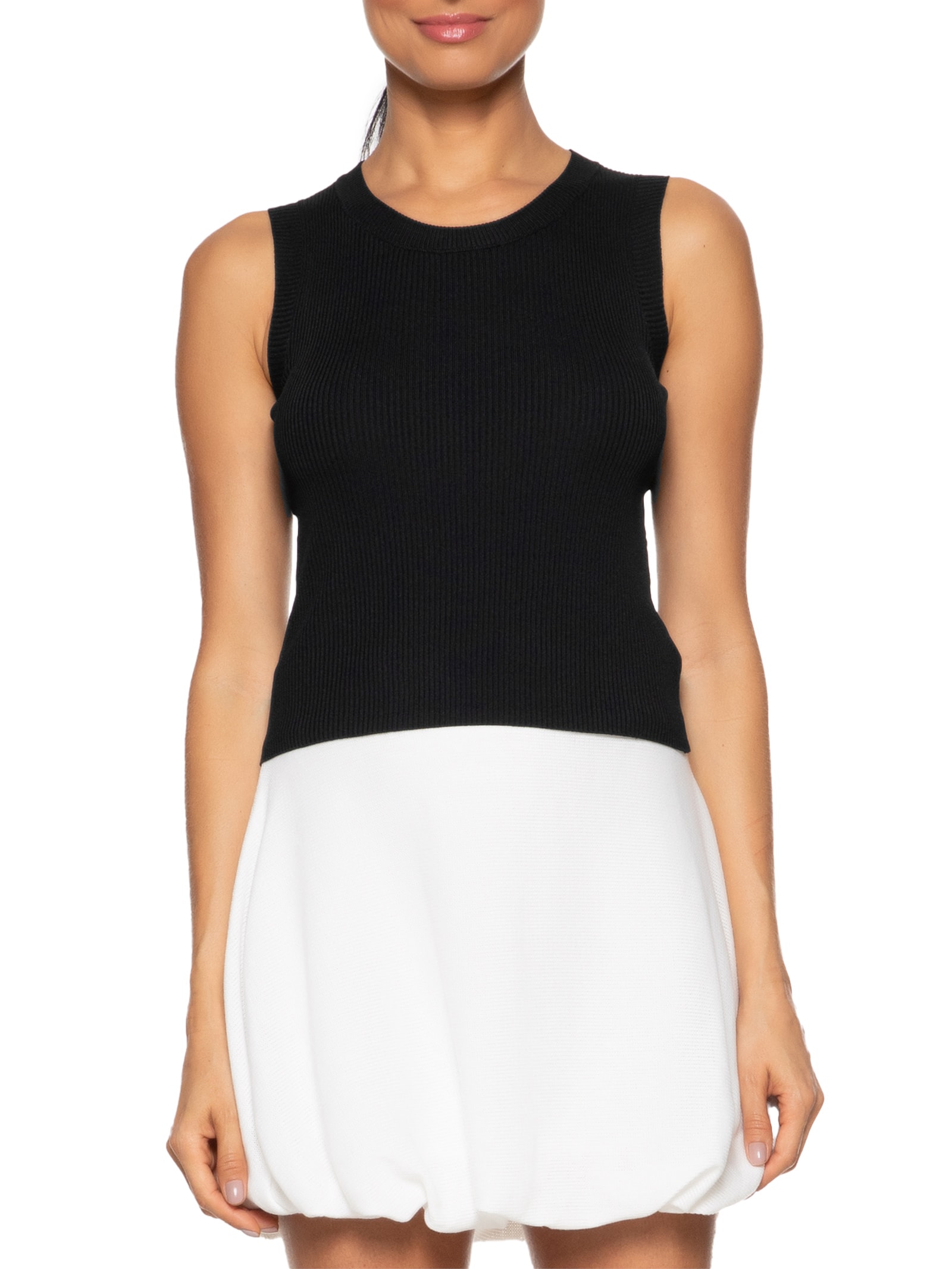 Blusa Feminina Sem Manga Tricot Fresh Preto Market 33