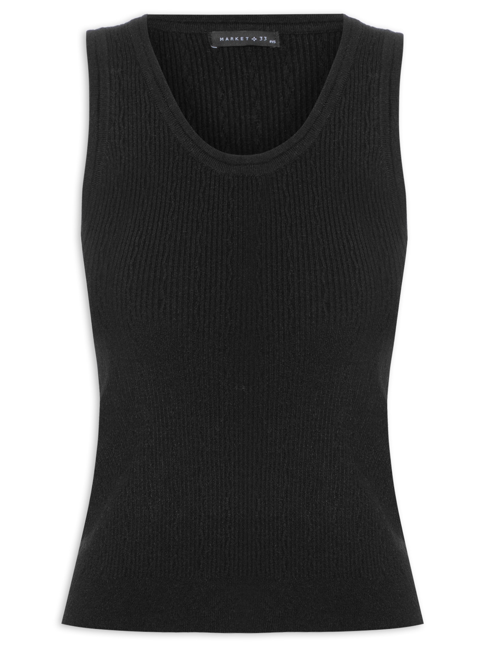 Blusa Feminina Sem Manga Tricot Preto Market 33