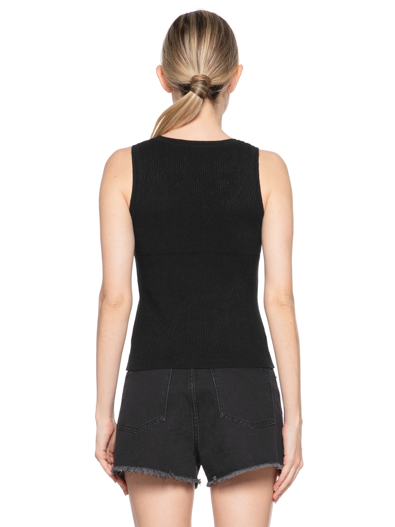 Blusa Feminina Sem Manga Tricot Preto Market 33