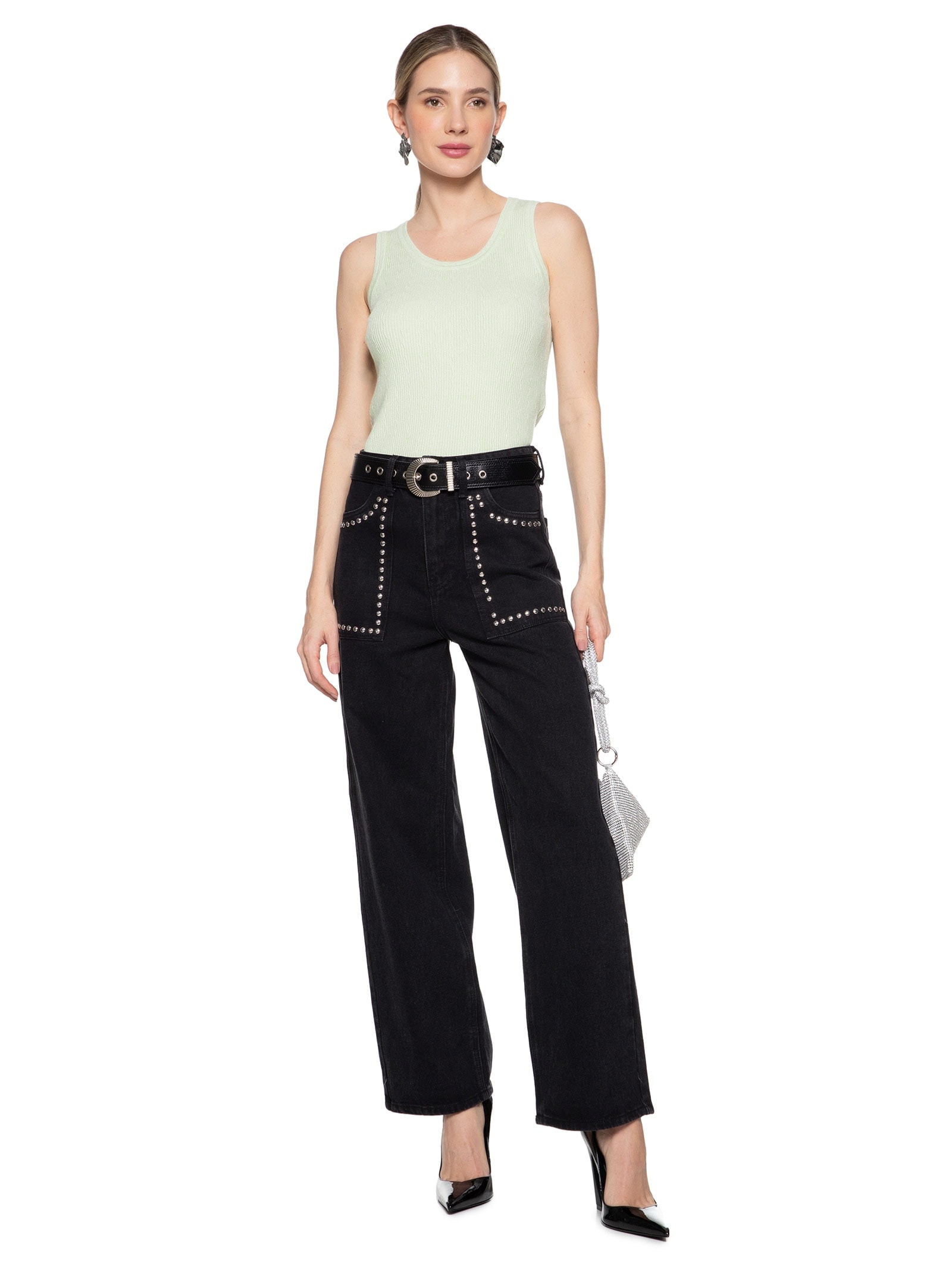 Blusa Feminina Sem Manga Tricot Verde Market 33