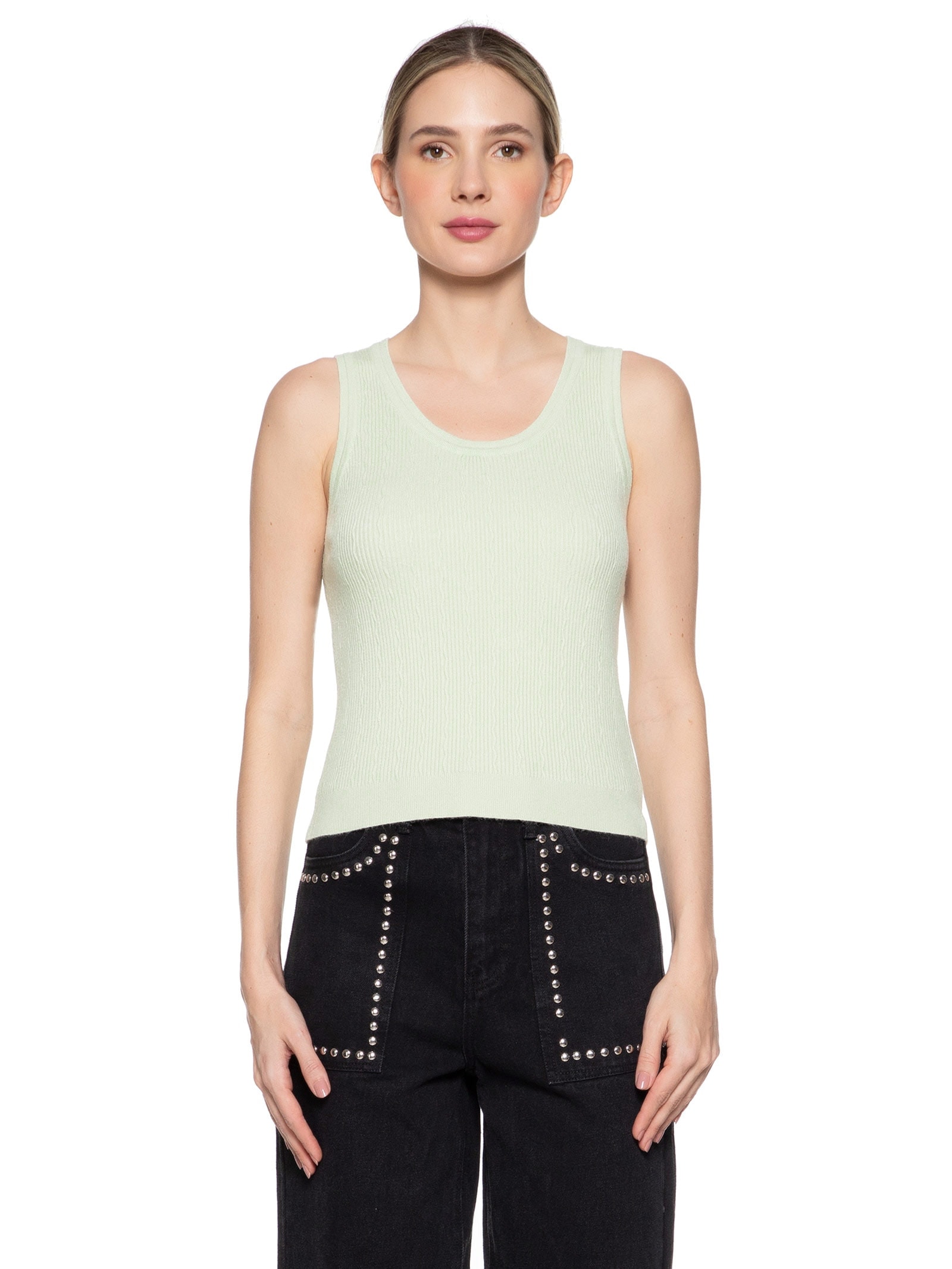 Blusa Feminina Sem Manga Tricot Verde Market 33