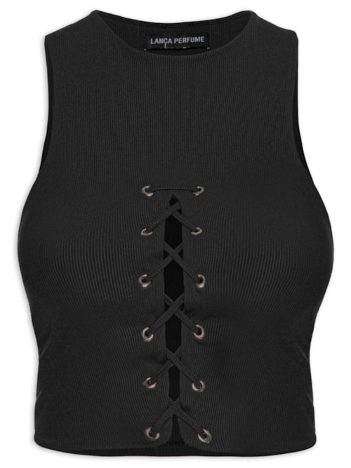 Blusa Feminina Sem Mangas Com Amarração - Preto