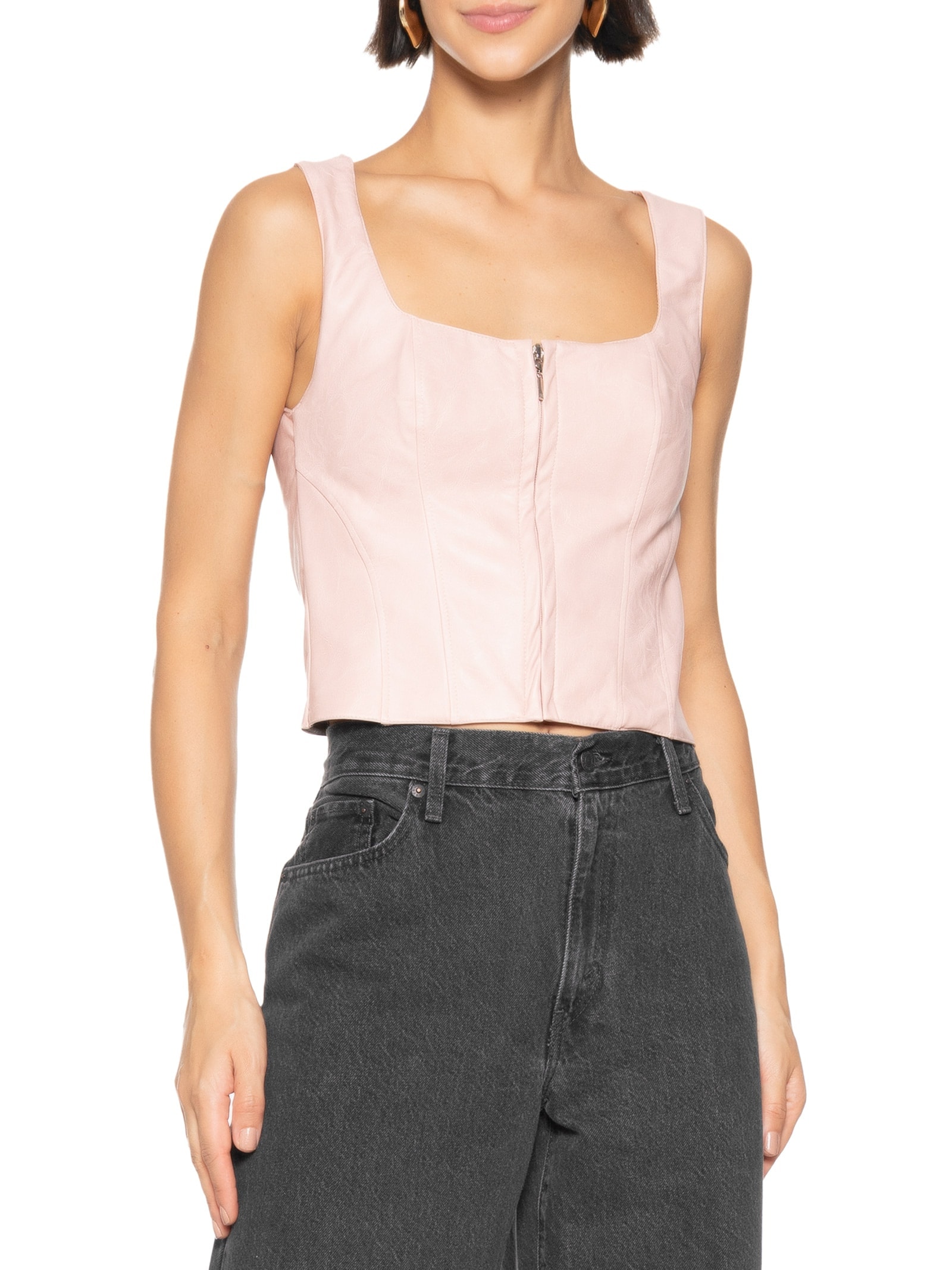 Blusa Feminina Sem Mangas com Recorte Rosa Lança Perfume