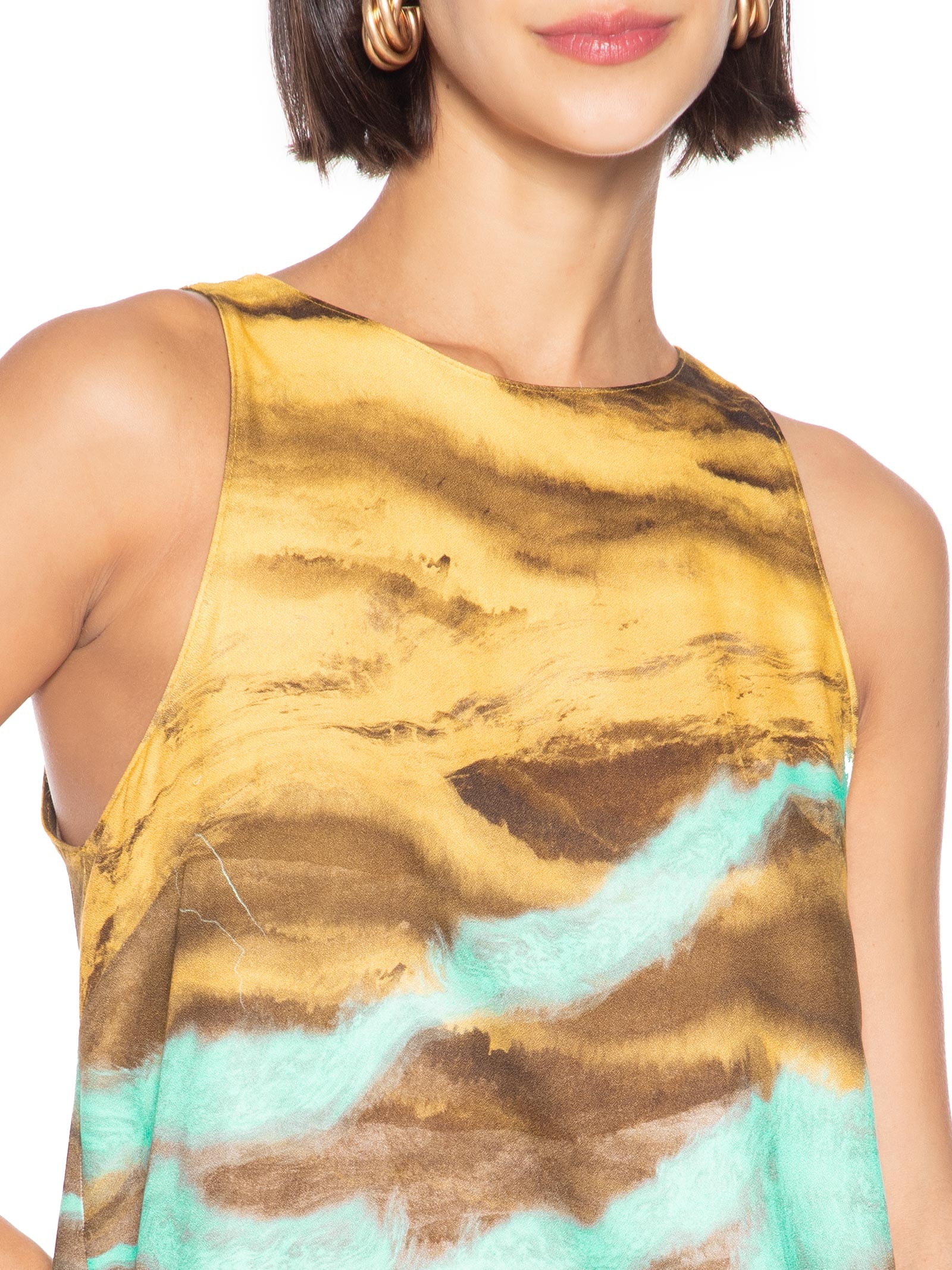 Blusa Feminina Sem Mangas Estampada Azul Lança Perfume