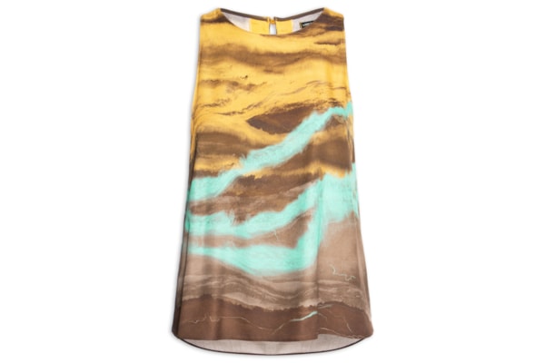 Blusa Feminina Sem Mangas Estampada - Azul