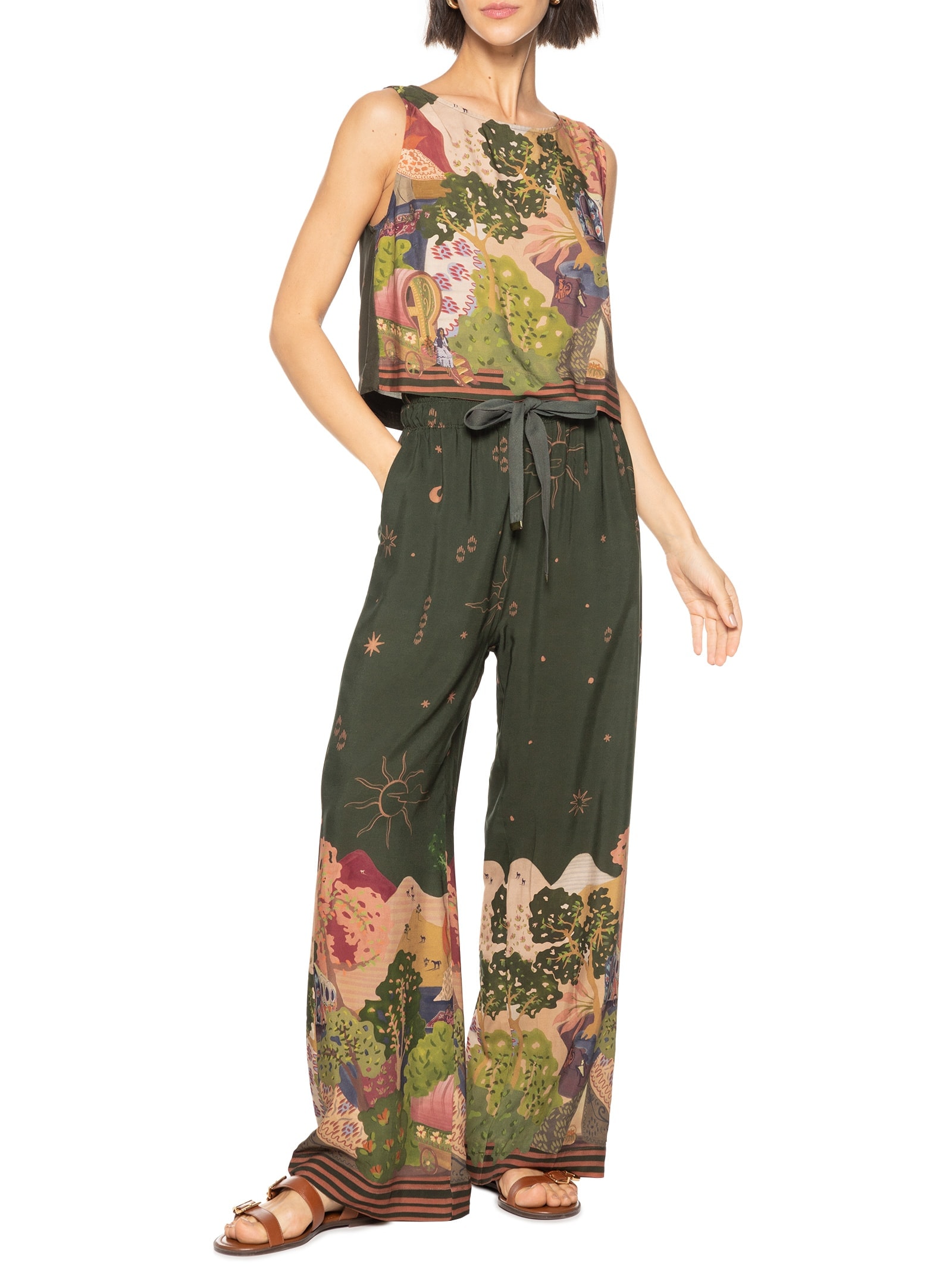 Blusa Feminina Shell Estampa Zingaro Verde Cantão