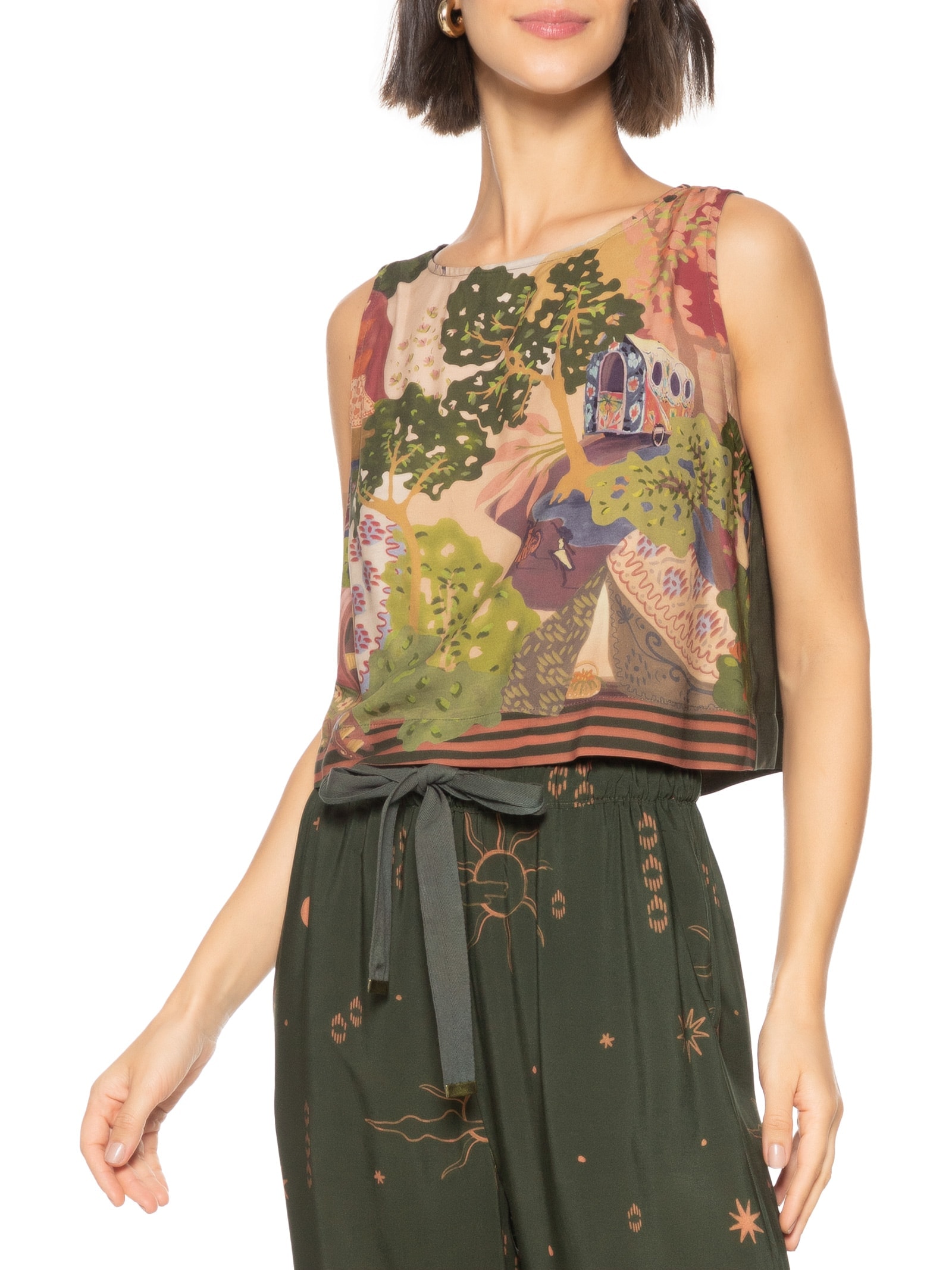 Blusa Feminina Shell Estampa Zingaro Verde Cantão