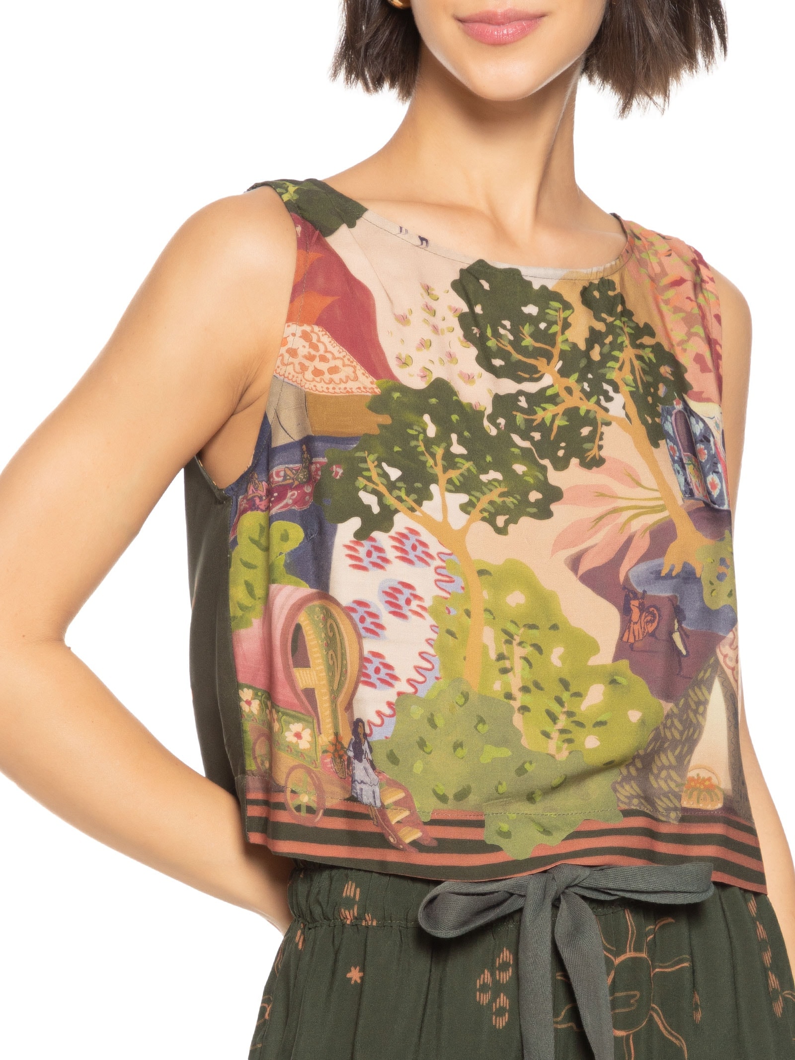 Blusa Feminina Shell Estampa Zingaro Verde Cantão