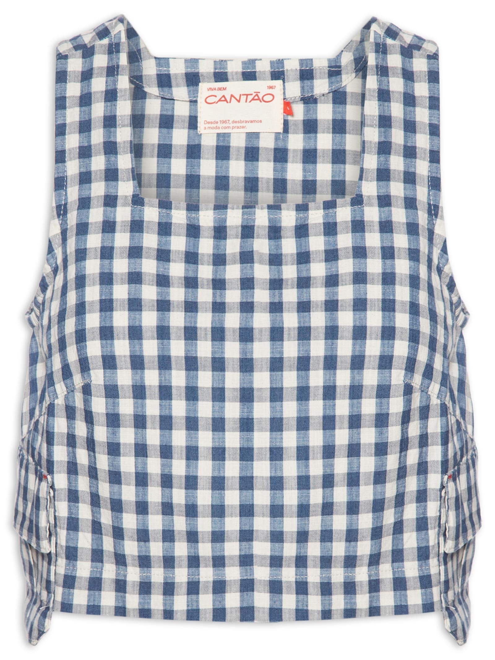 Blusa Feminina Shell Jeans Vichy Azul Cantão