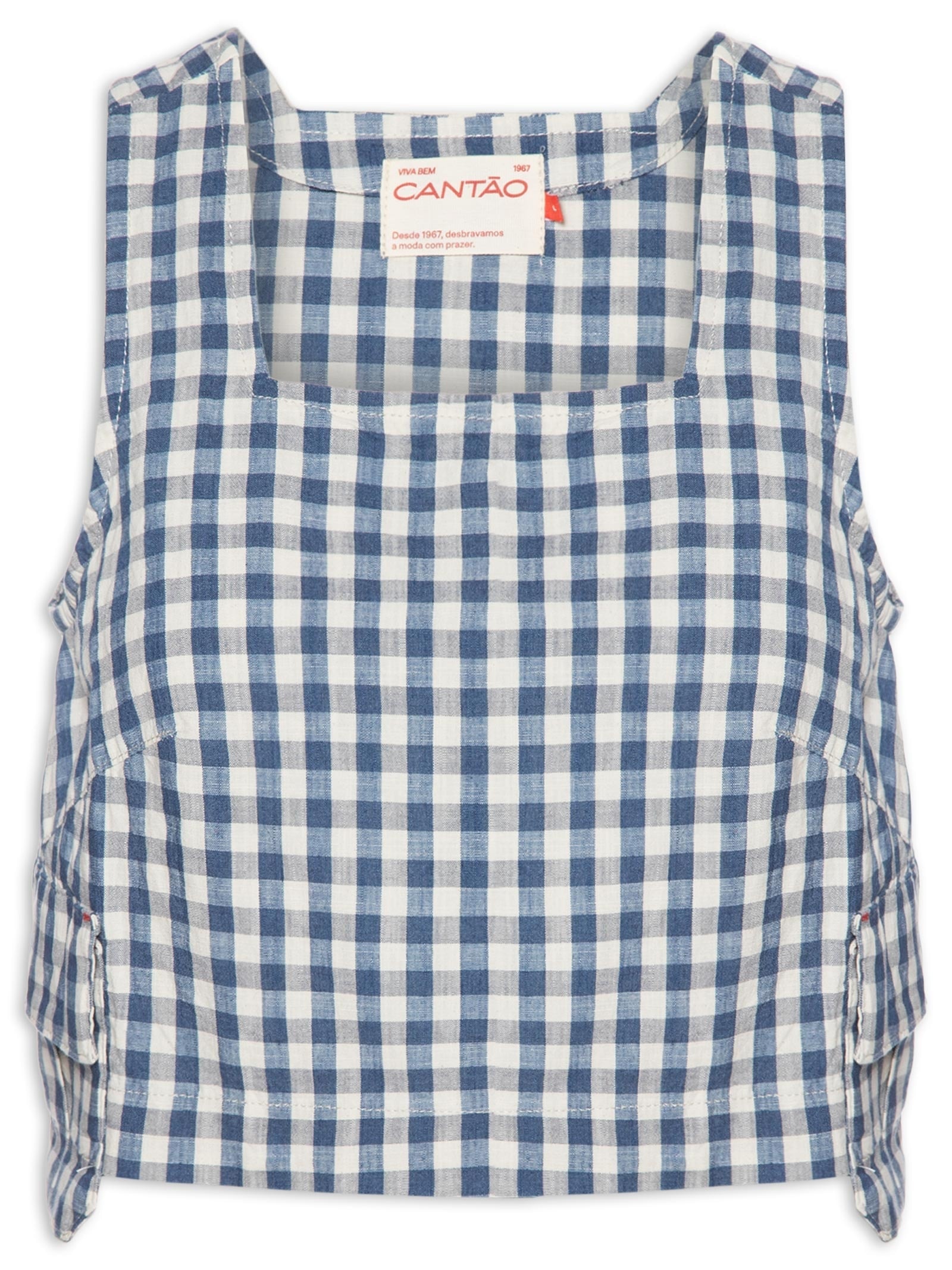 Blusa Feminina Shell Jeans Vichy Azul Cantão